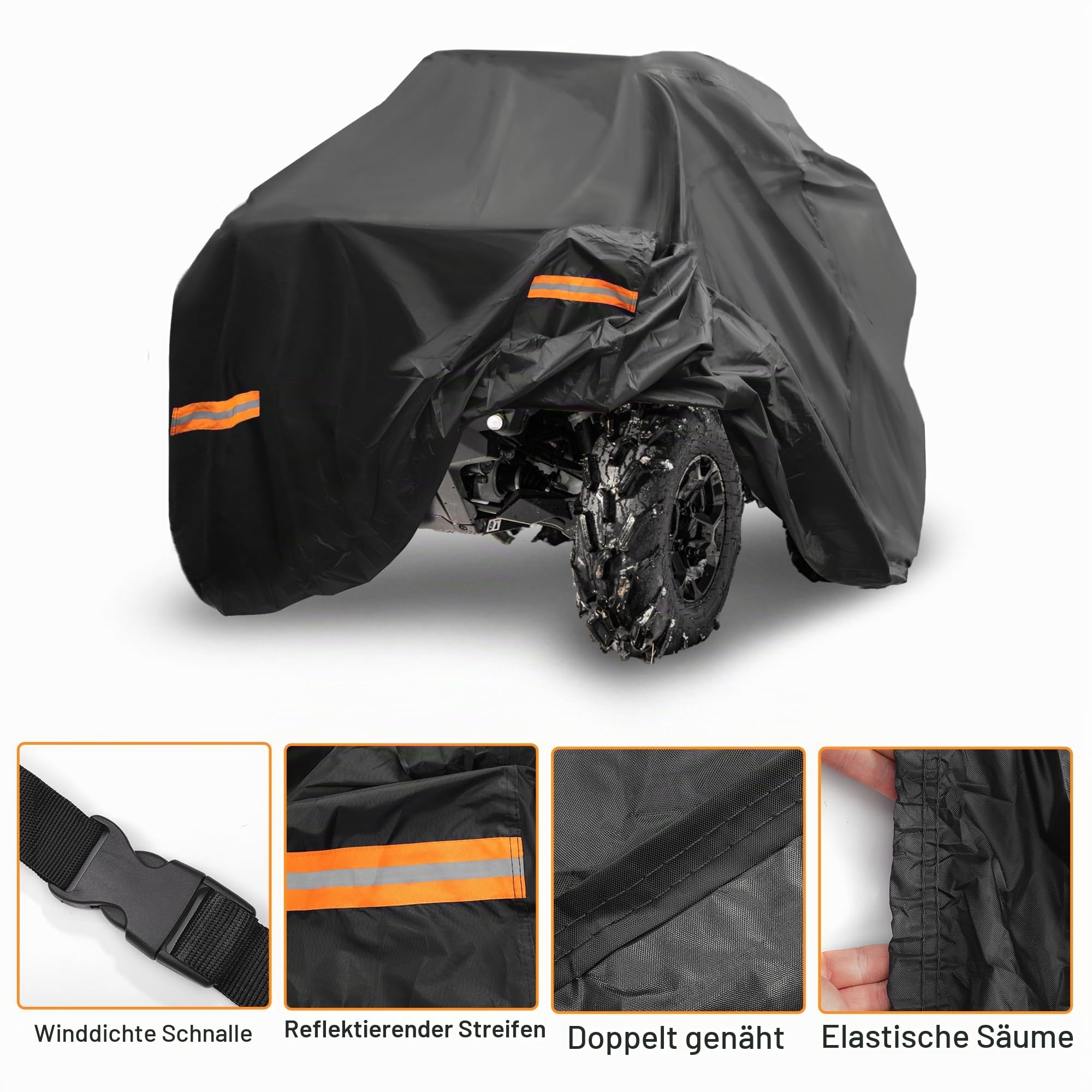 X AUTOHAUX ATV-Abdeckung für Can-am Outlander MAX XT DPS/XT-P, wasserdicht, 4 Räder, Quad-Abdeckung, Outdoor, Sonnen- und Regenschutz, 210D-PU, Schwarz, 240 x 122 x 135 cm