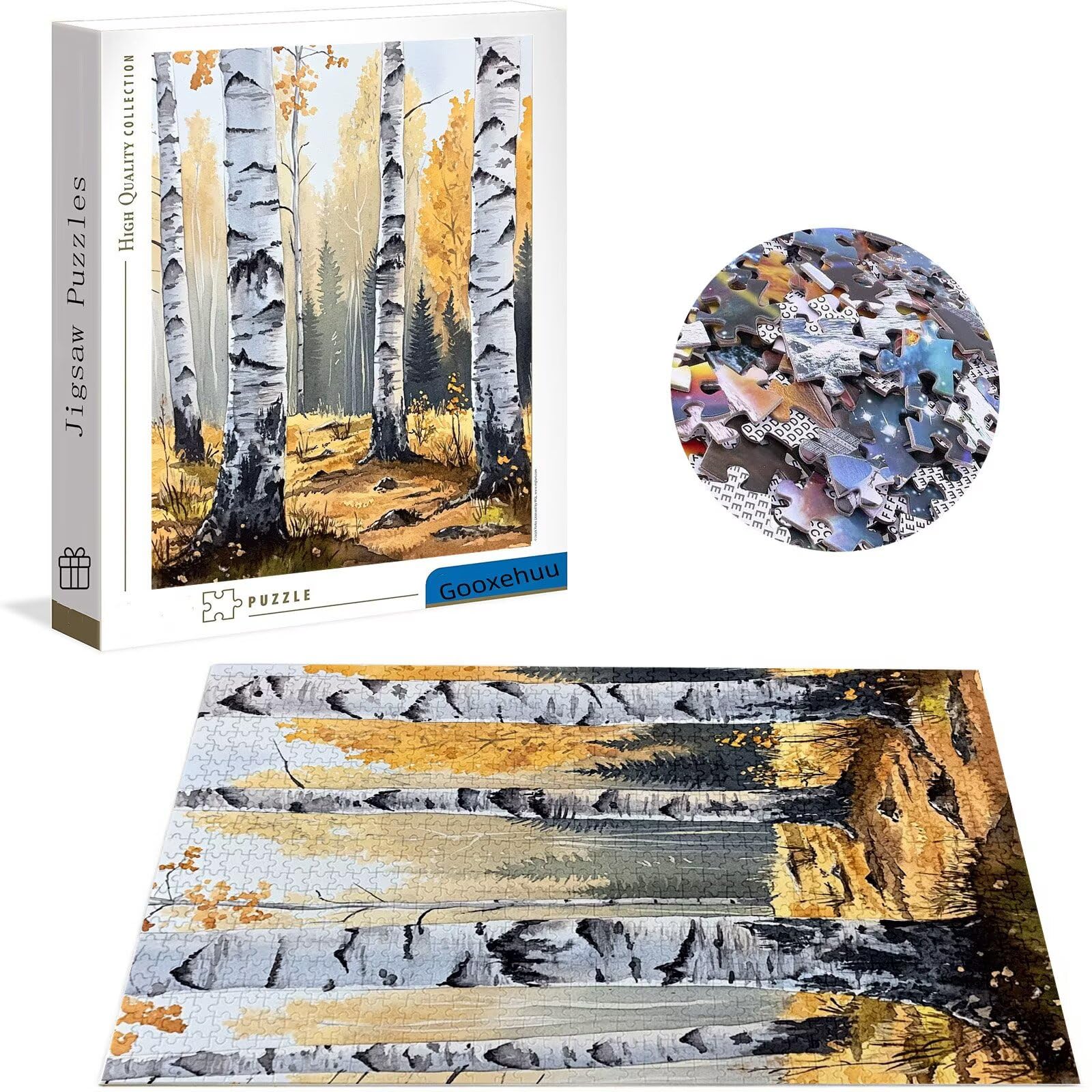 Puzzle 3000 elementów dla dorosłych 3000 sztuk, leśne puzzle, gry edukacyjne, drewniane puzzle, brzoza, prezenty dla nastoletnich chłopców w wieku 14-16 lat, 122 x 81 cm, g-935