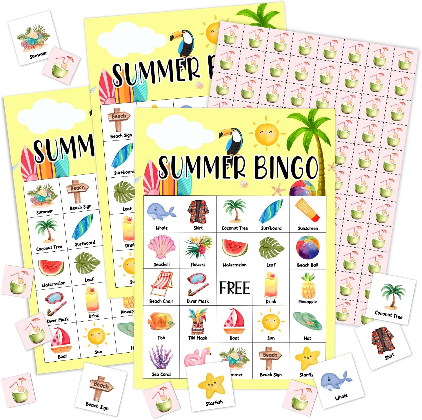 YUEXLL Donut Shop Bingo Game – 24 Player Set With 5x7 Inch Cards, Markers, And Calling Chips For Parties & Family Game Night - View #8