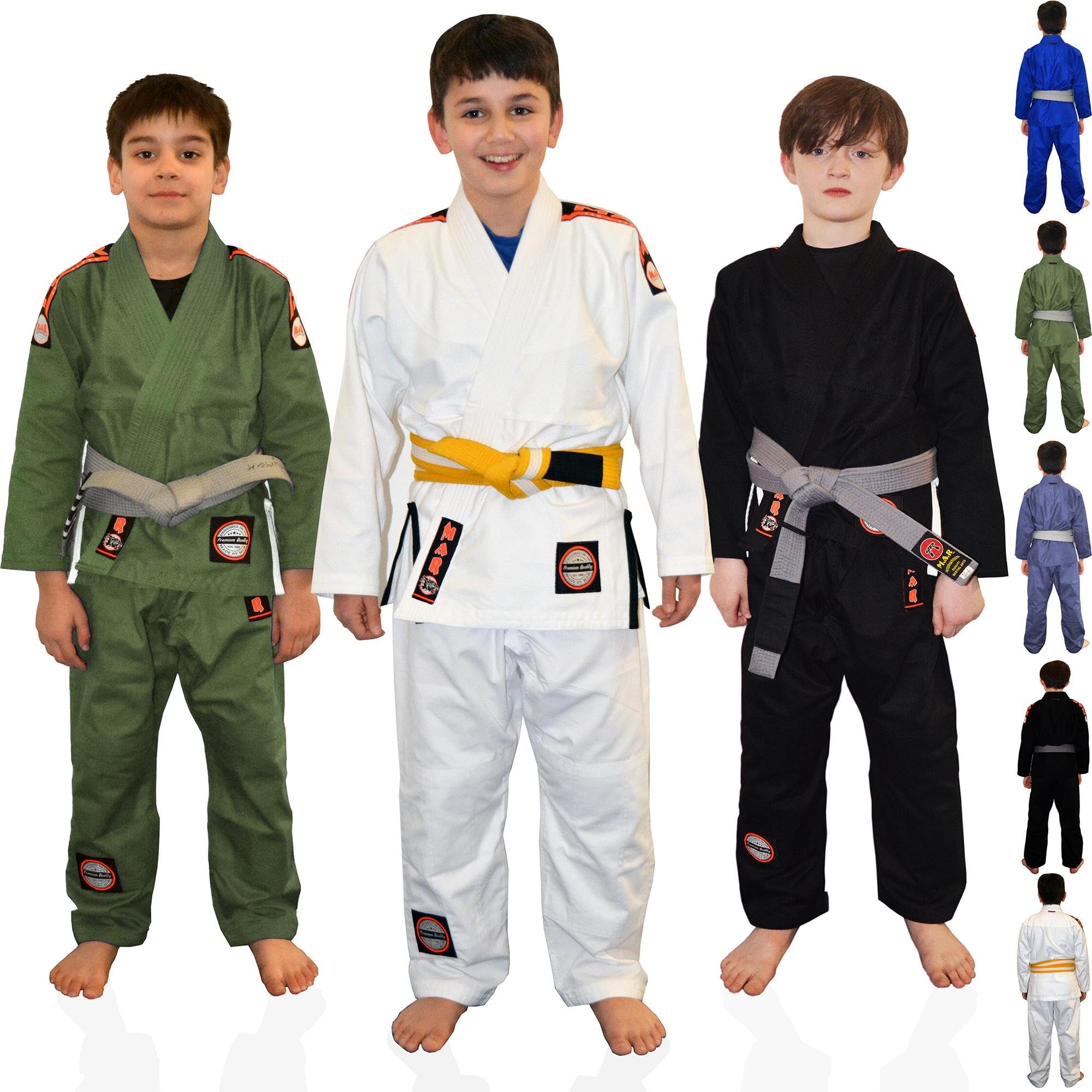 MAR | Kids Tear-Resistant Jiu Jitsu Gi with FREE Belt | BJJ Kimono Uniform Gi, Training, Sparring & Lightweight Competition Suit 370 GSM Fabric - IBJJF Compliant | Designed to Excellence