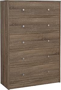 Tvilum 5 Bedrooms or Entryways, Silver Knobs Drawer Chest, Gray