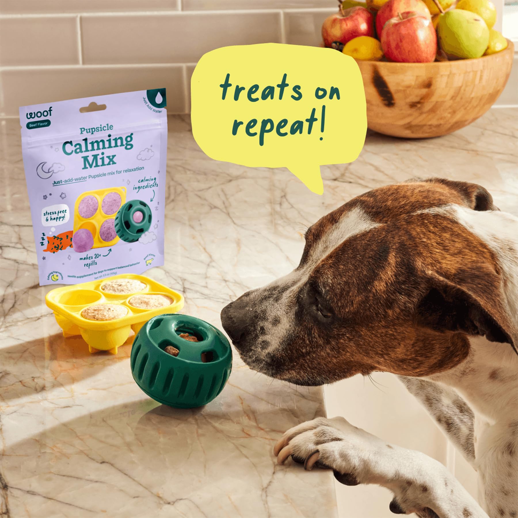 WOOF Dog Pupsicle Mix - Einfach zu machende DIY Pupsicle Nachfüllungen - Leckere, gesunde Pupsicle Mix - Gesunde Zutaten - Langanhaltend - Beruhigende Mischung