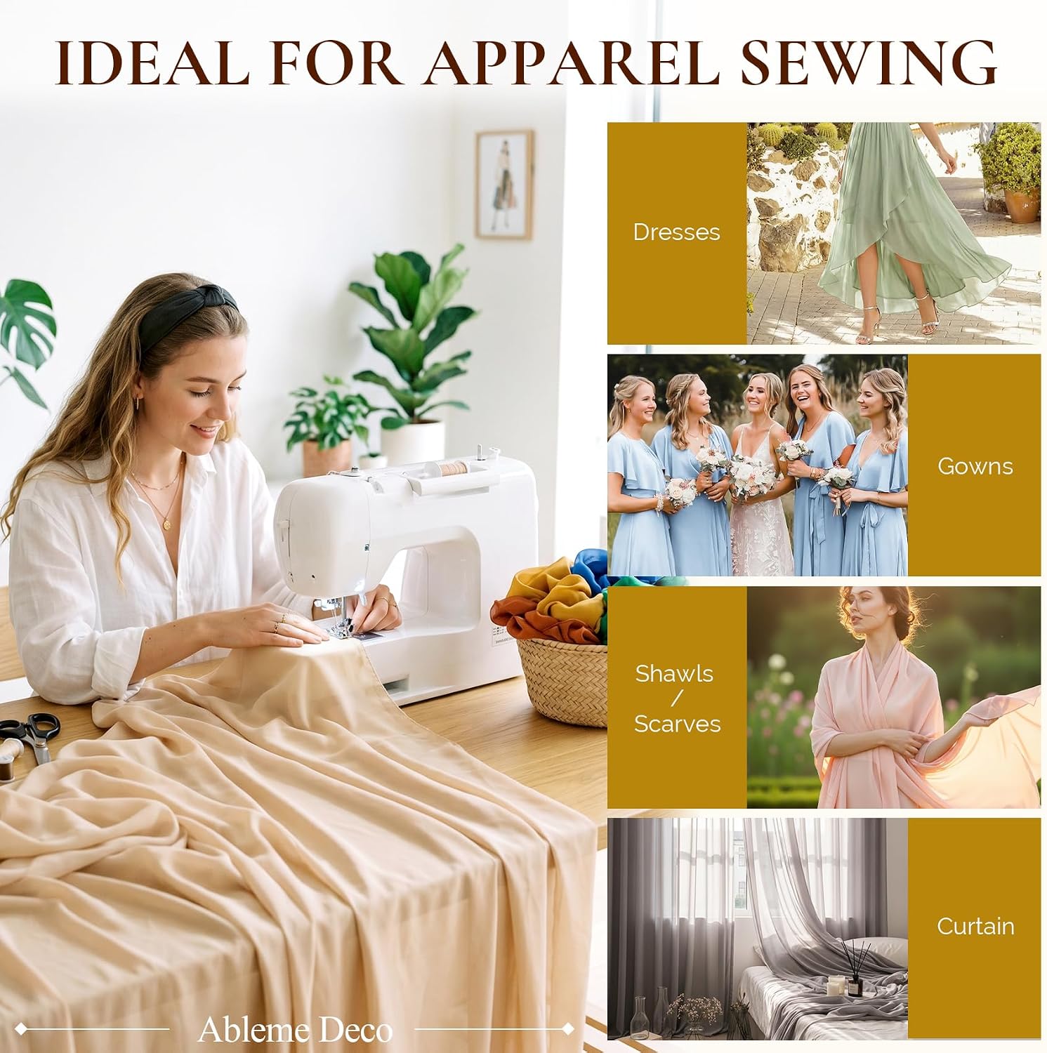Chiffon Fabric by The Yard 60 x 5 Yards, Soft Sheer Draping (Sage Green) | 15-Ft, Flowing Sheer Fabric for Wedding Arch Draping, Party Backdrops, Ceiling Decor, Curtains, DIY Sewing, Event Decorations