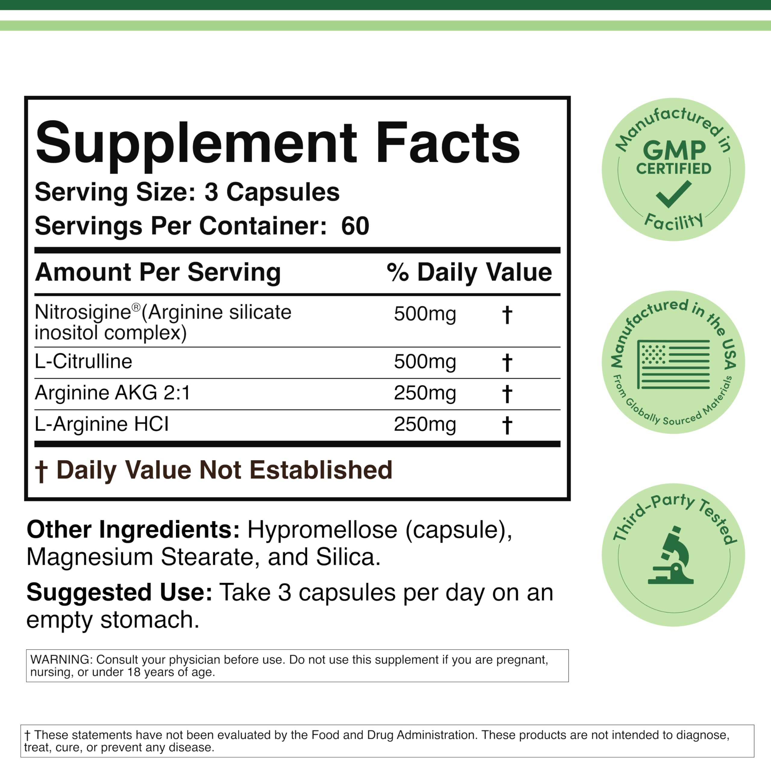 Nitric Oxide Booster, Rapid Absorption in 30 minutes, 180 Capsules — Amazon image 2