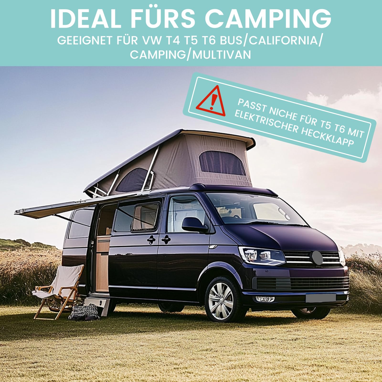 Heckklappenaufsteller 10/15/20cm für VW T4 T5 T6 (Caddy/Multivan/Camper/California/Comfortline), 304-Edelstahl Heckklappen Aufsteller Zubehör