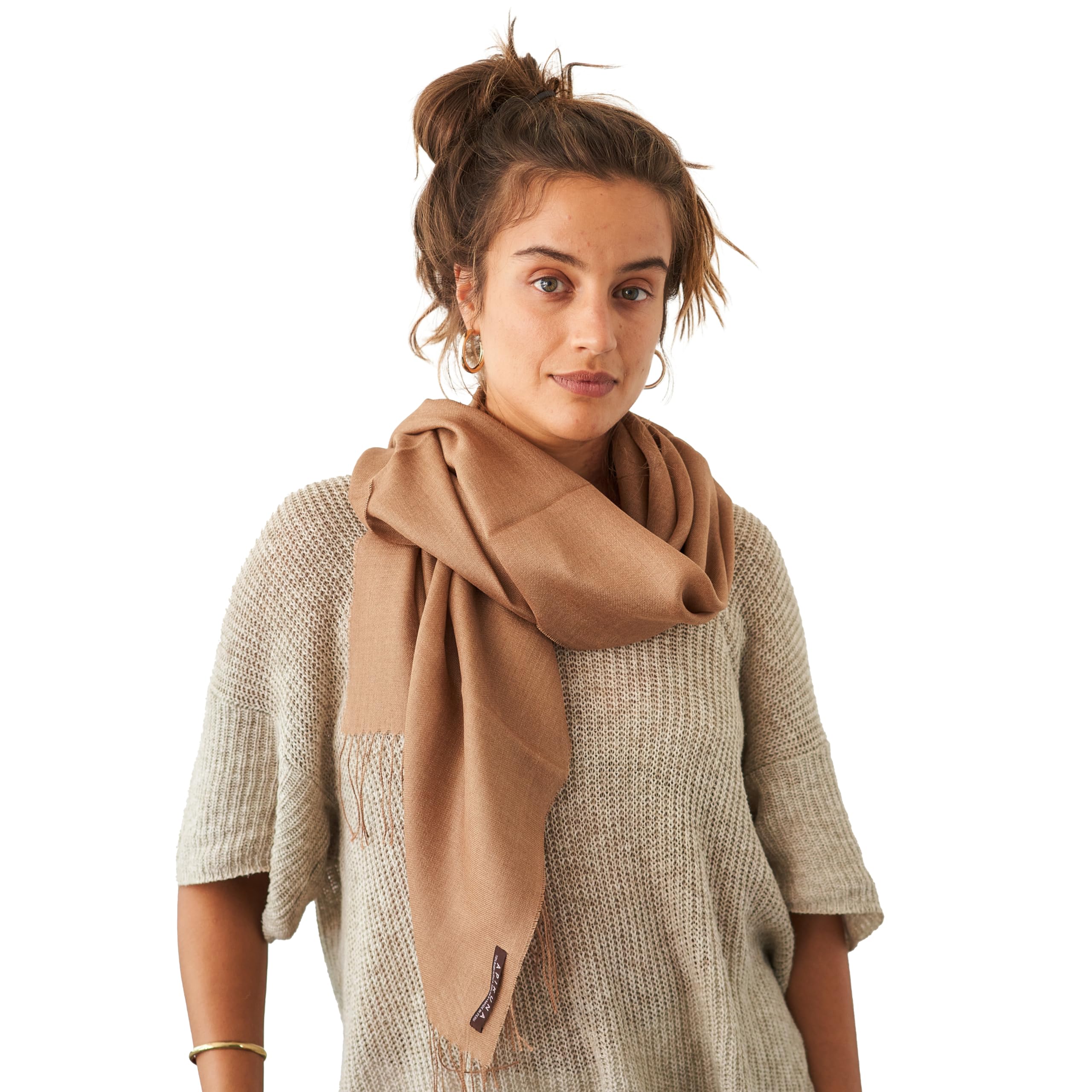 Bufanda premium de 70% alpaca bebé, 30% seda (200 x 70 cm) – Pashmina elegante para hombre y mujer, todas las estaciones, perfecta para momentos especiales