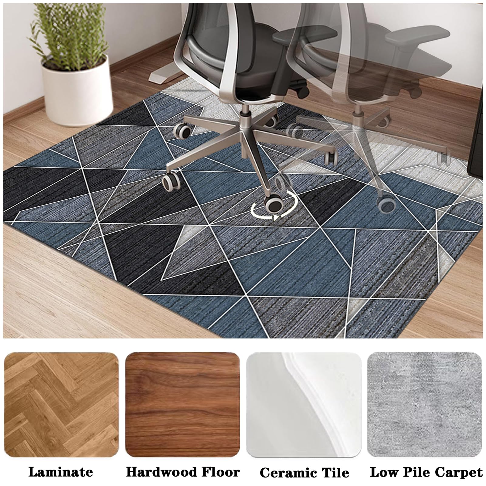 Bürostuhl Unterlage/Gaming Stuhlteppich/Schreibtischstuhl Unterlage für Laminat, Parkett und Hartböden/rutschfeste Stabil Bodenschutzmatte/Mehrzweck-Stuhlteppich für zu Hause 80 x 120 cm