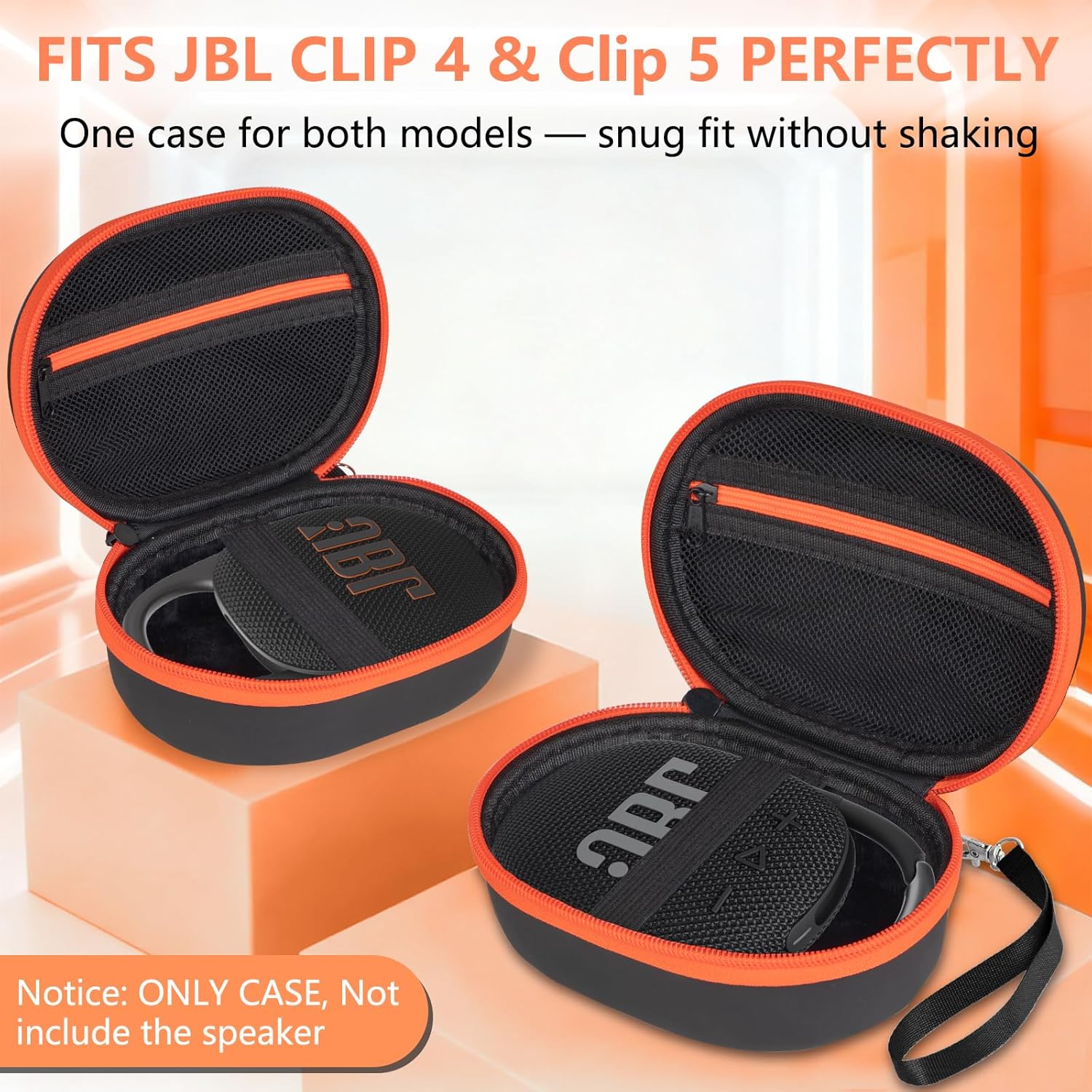 Portable EVA Hard Case for JBL Clip 5 & Clip 4, Waterproof and Dustproof Mini Bluetooth Speaker Carrying Case with Strap for Home, Outdoor and Travel (Black) - Box Only - Image 2