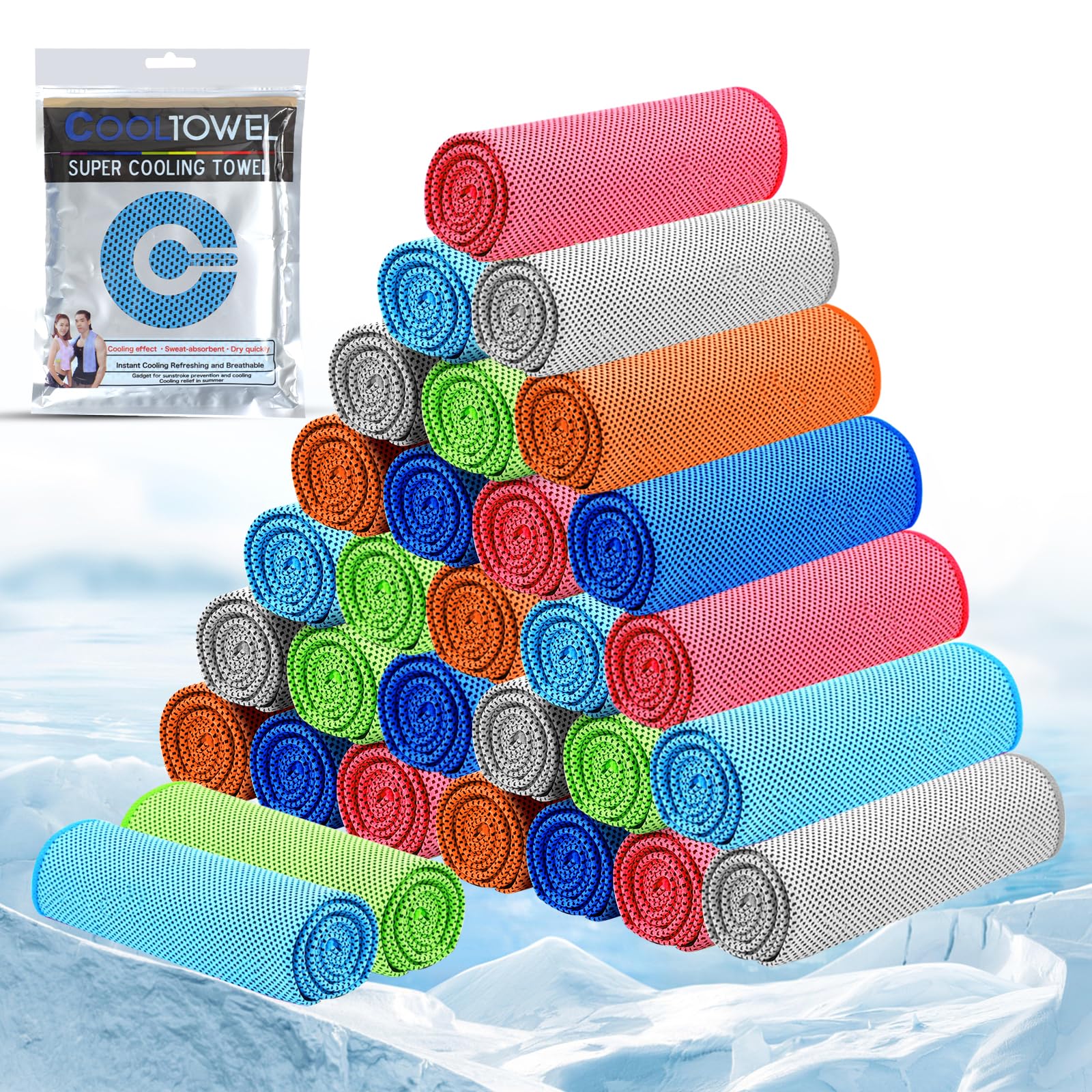 Elehui [30 Pack] Cooling Towel,Ice Sports Towel,Cooling Towels for Neck,for Golf,Gym,Running,Camping,Fitness,Workout & More Activities(35"x12")