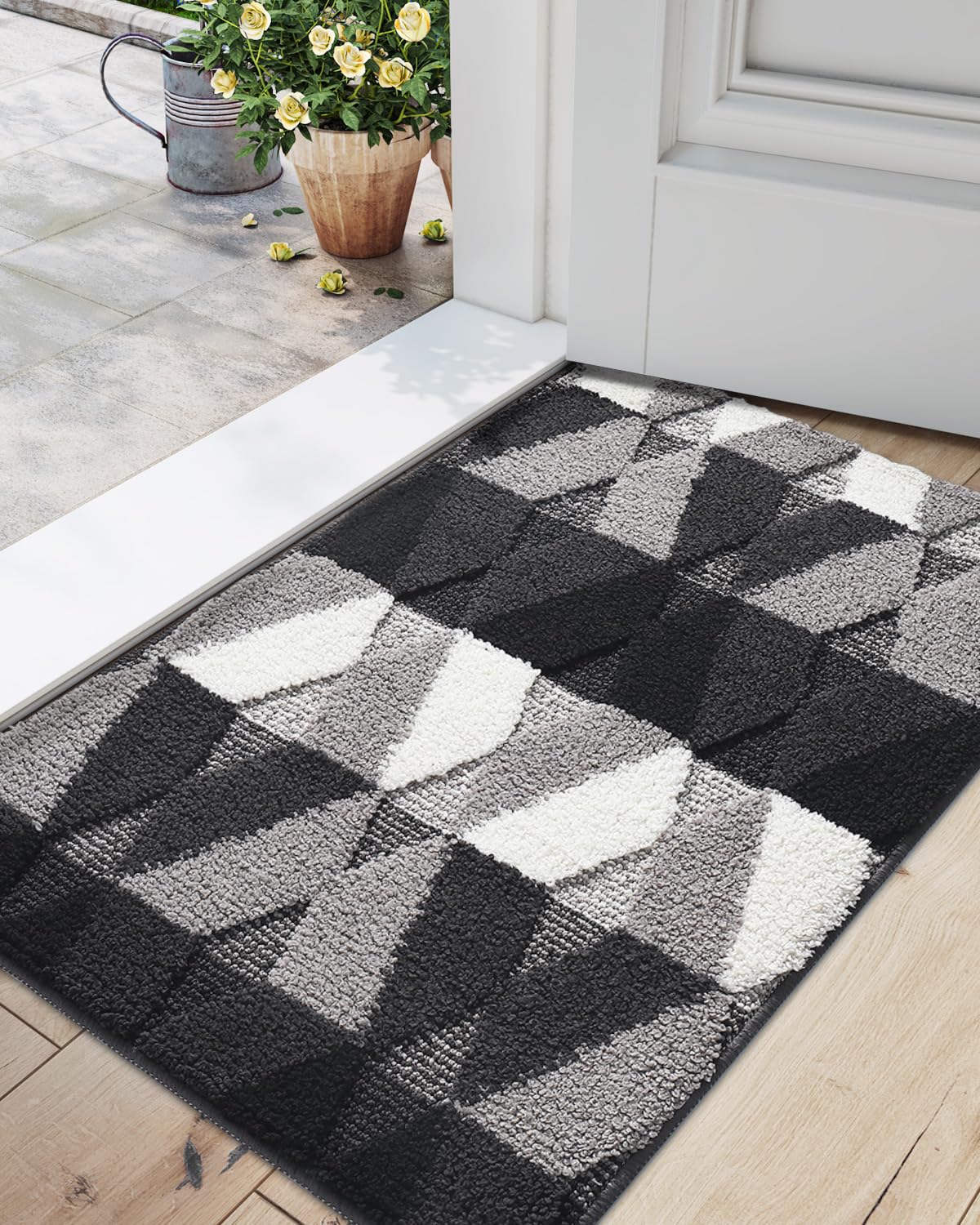 DEXIDoor Mat, Non Slip Absorbent Washable Entryway Mat, Low Profile Inside Doormats for Home Entrance, Front Door, 20"x32", Black