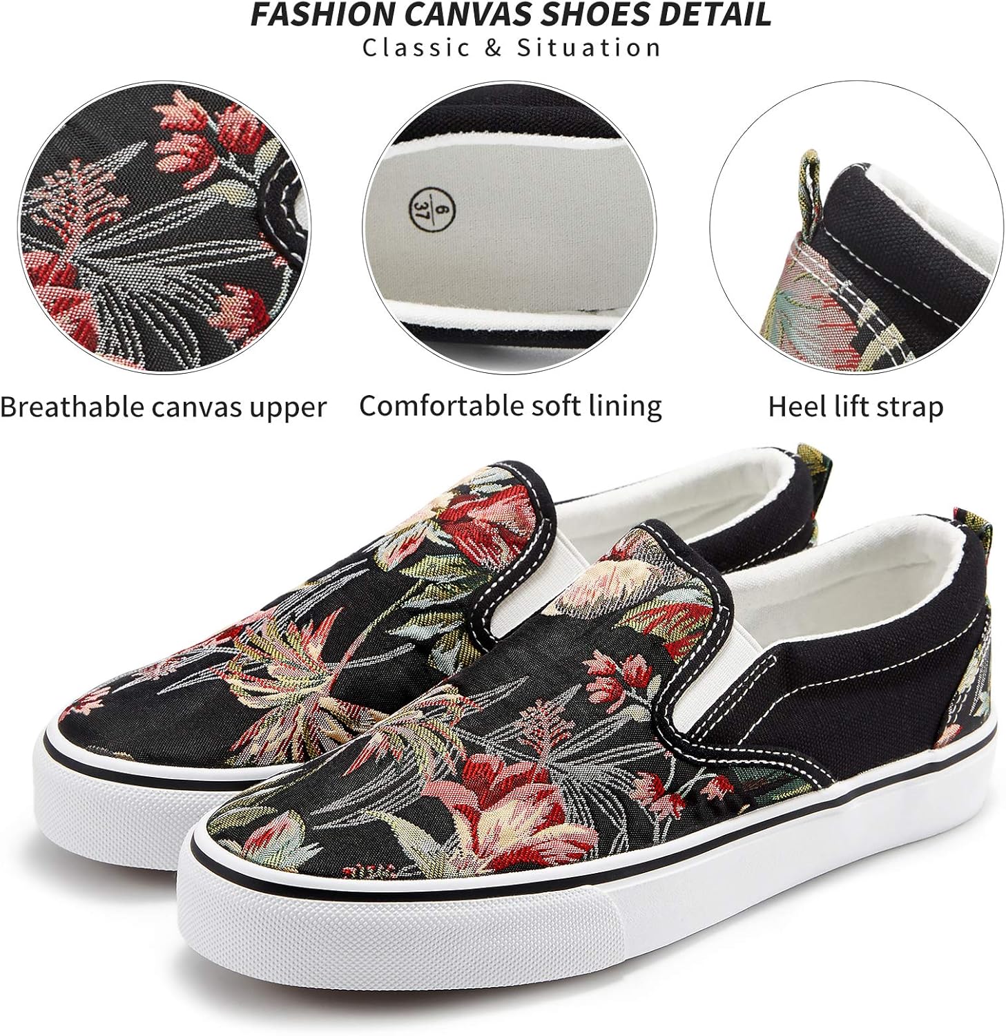 Women's Slip on Shoes Fashion Canvas Sneakers Low Top Casual Shoes Non Slip Loafers - Image 3