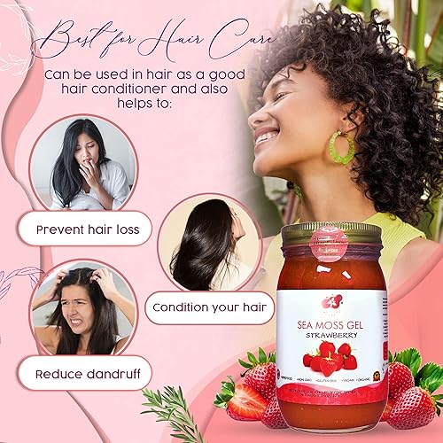 Miniatura 9 de Healthy Herbs Gel de musgo marino (fresa dulce) elaborado en forma silvestre de oro jamaicano de Santa Lucía Seamoss  Superalimento cosechado en la