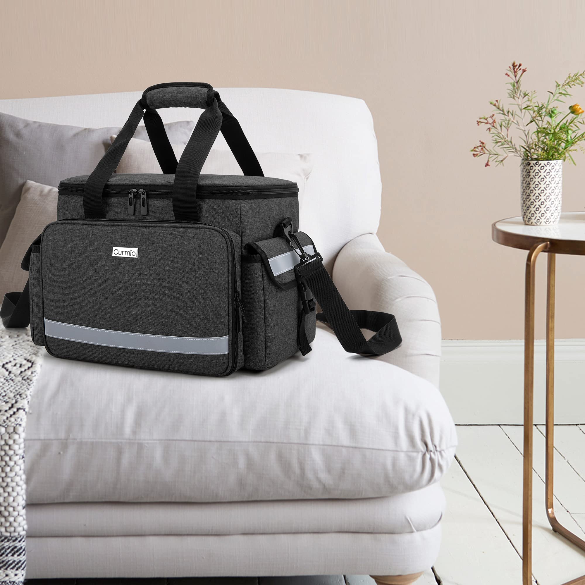 CURMIO Bolsa de Primeros Auxilios, Botiquín de Primeros Auxilios, Bolsa para Emergencias con Bandolera y 2 Divisores Desmontables y 2 Detachable Dividers, Bolsa Médico, Sola Bolsa