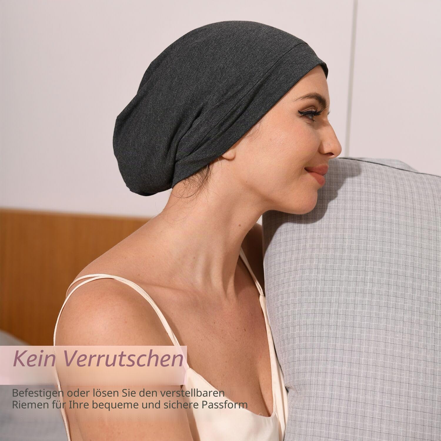 Hat Hut Seidenmütze Schlafmütze aus 100% Maulbeerseide gefüttert, Silk Bonnet, Haube für lockiges Haar, Schlafhaube zum Schlafen, Slouchy Beanie