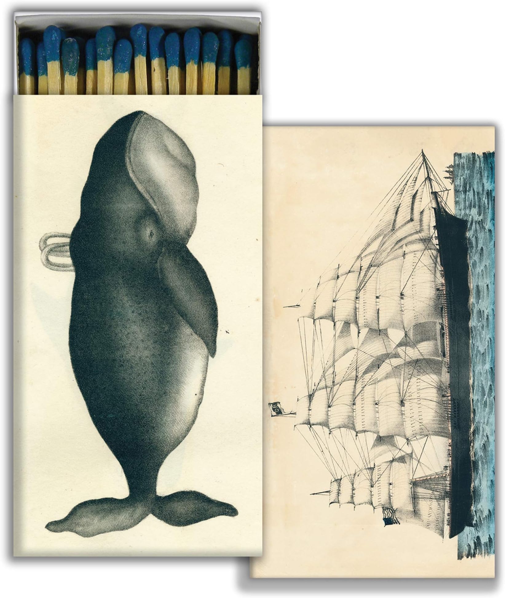 HomArt Large Decorative Whale & Clipper Ship Candle and Fireplace Wood Matches (Set of 3)