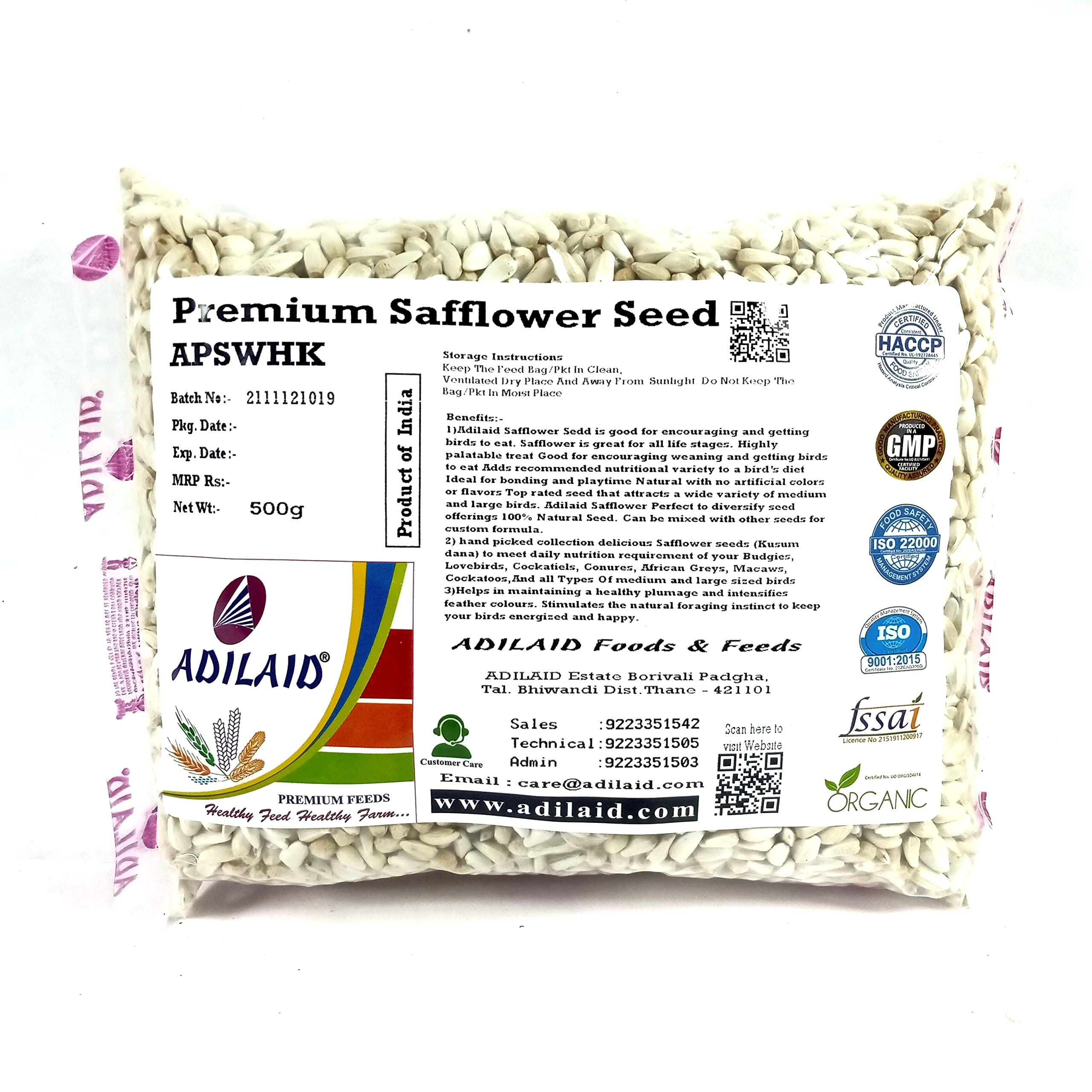 ADILAID Premium Safflower White Seed for Birds (4.5 Kg) (B08NDHQJVR) Amazon Price History, Amazon Price Tracker
