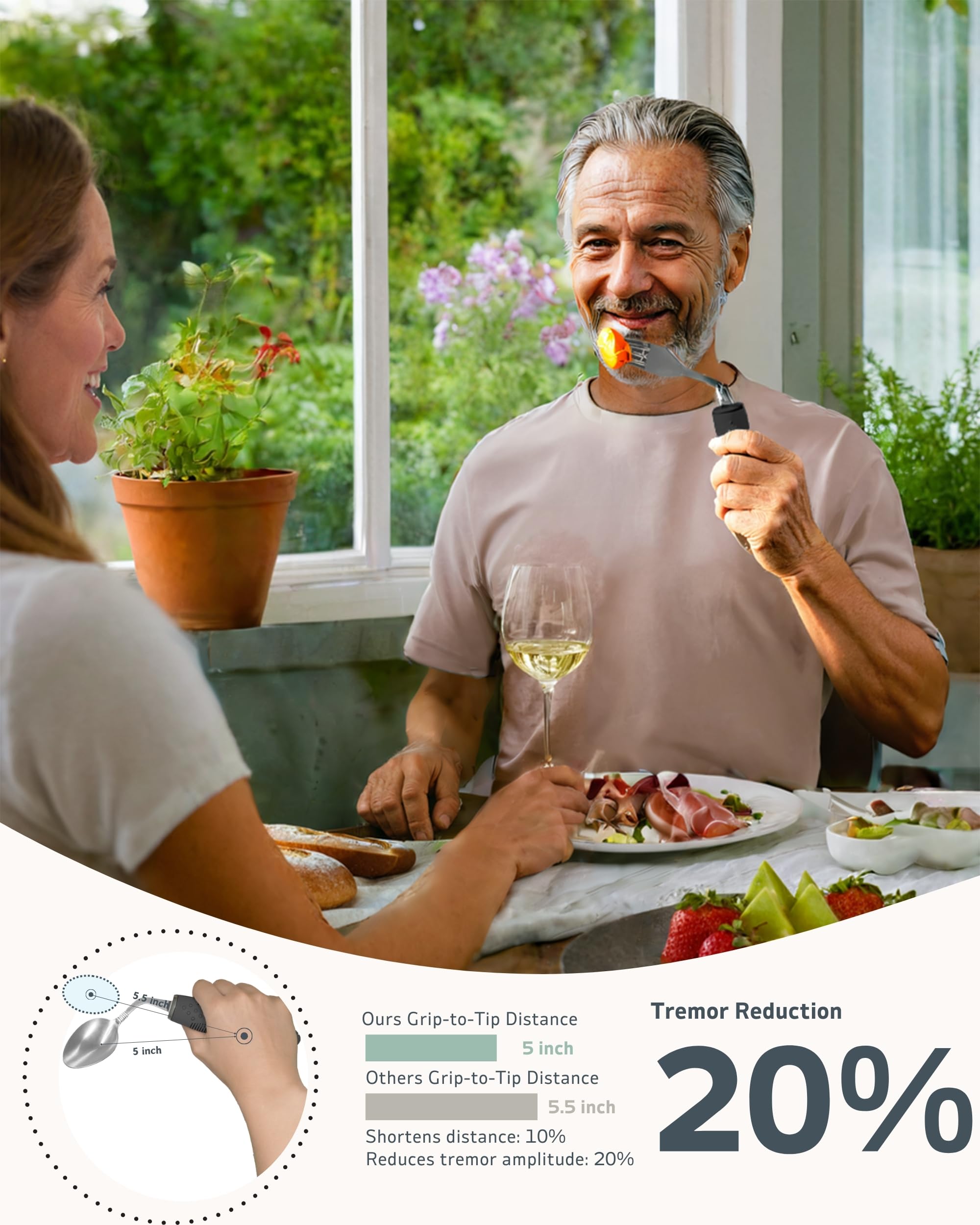 Juego de utensilios adaptativos de 4 piezas, utensilios de Parkinson en ángulo de 42°, utensilios con peso para pacientes con temblores y Parkinson, cubiertos pesados de fácil agarre para temblores de