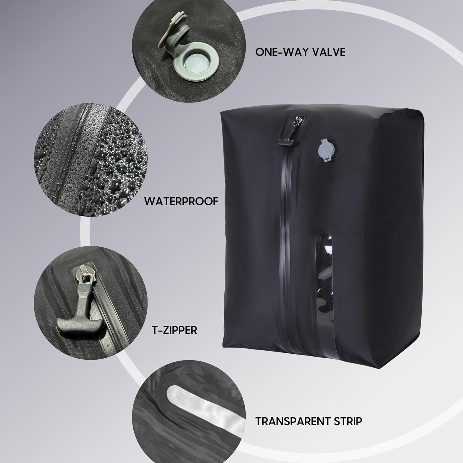 41L Vacuum Packing Cubes for Travel with Pump,Waterproof Travel compression bags for Suitcase, Luggage, Backpack with Manual Air Pump(Black,Large Volume 41L,2-PACK) - Image 4