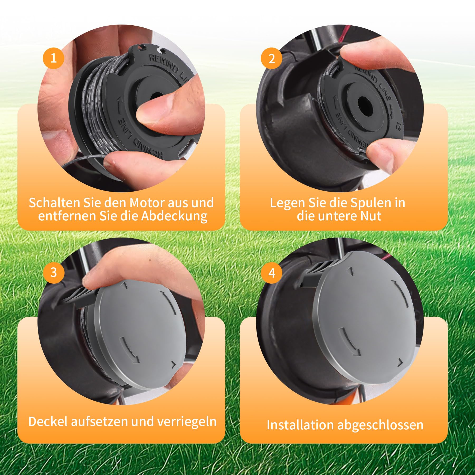 OMECO Fadenspule Kompatibel mit Bosch EasygrassCut 18 23 26 SL 18-26 18-260 18-230, F016800569 F016800385 Easygrasscut Trimmer Ersatzspule, 1.60mm 4.9m(8 Ersatzspulen, 2 Kappe)