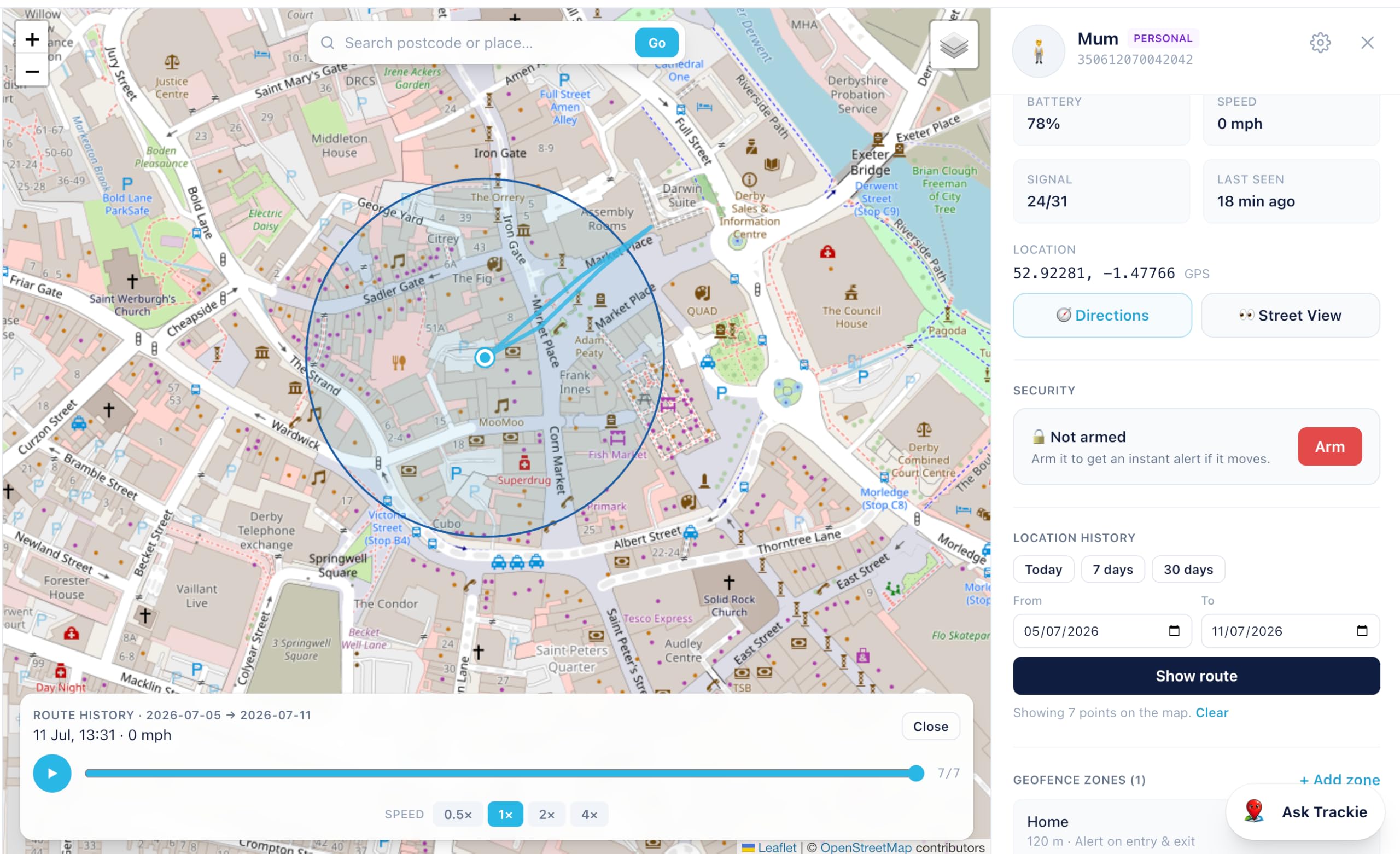 Rastreador personal GPS en tiempo real, dispositivo compacto para personas