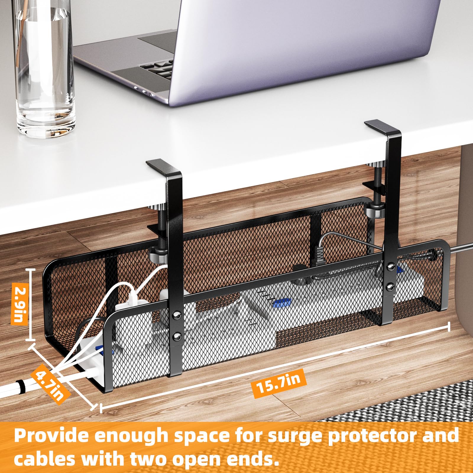 Bandeja de gestión de cables para debajo del escritorio, organizador de cables de escritorio, caja de gestión de cables, organizador de cables para oficina