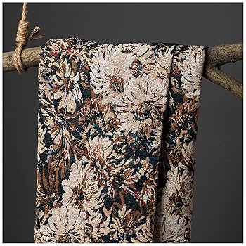 大きな黒い花柄　冬生地 数量5から】 生地 『サテンジャガード 大花 ブラック SJ2407BB