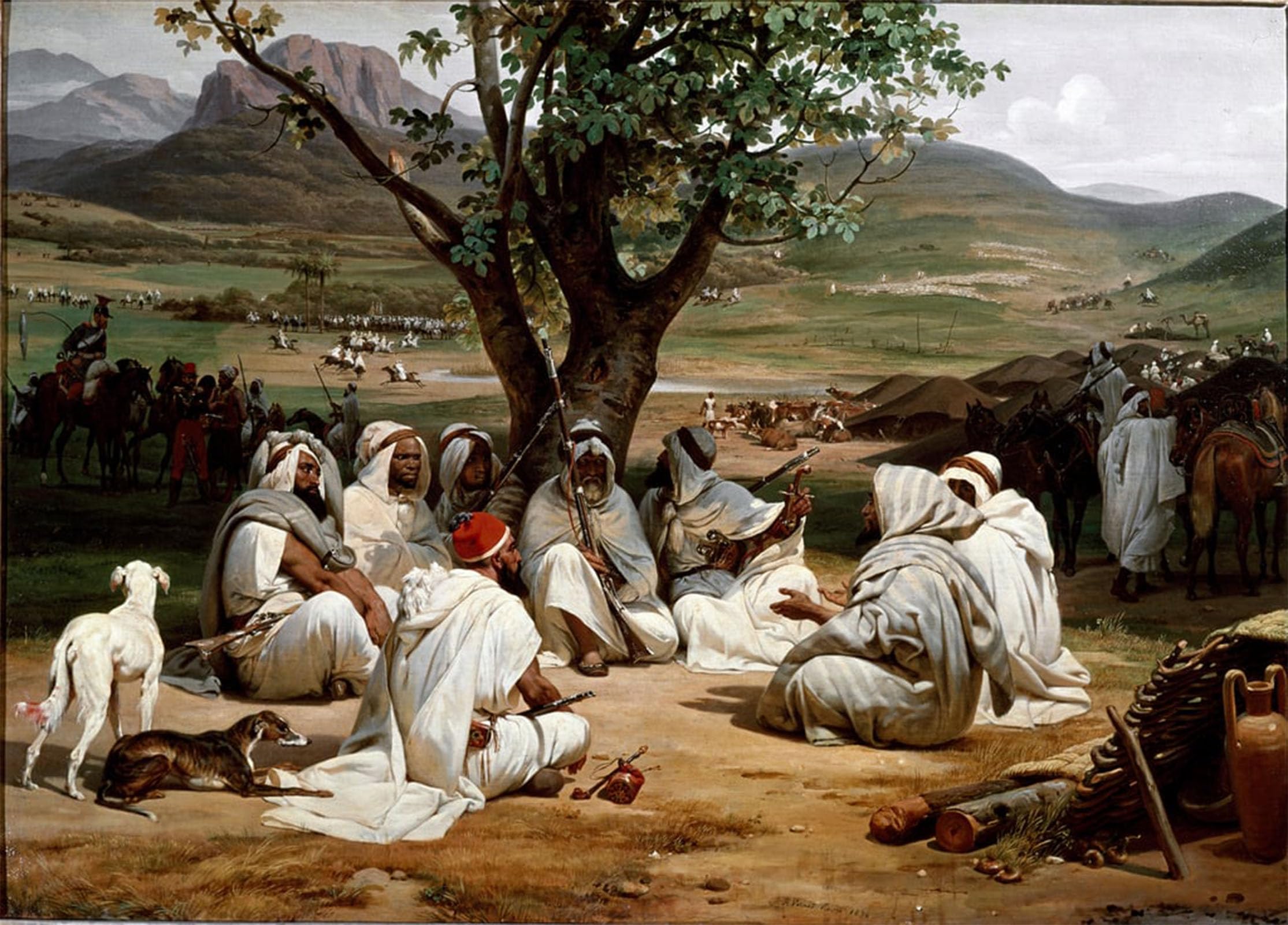 Artxlxxbn No Frame Famous Painting Art Wall Decor Abstract Art Picture The Parliamentarian And The Medjeles Council Of Arab Chiefs Painting By Horace Vernet Animal Pictures For Home Decor 60X90cm