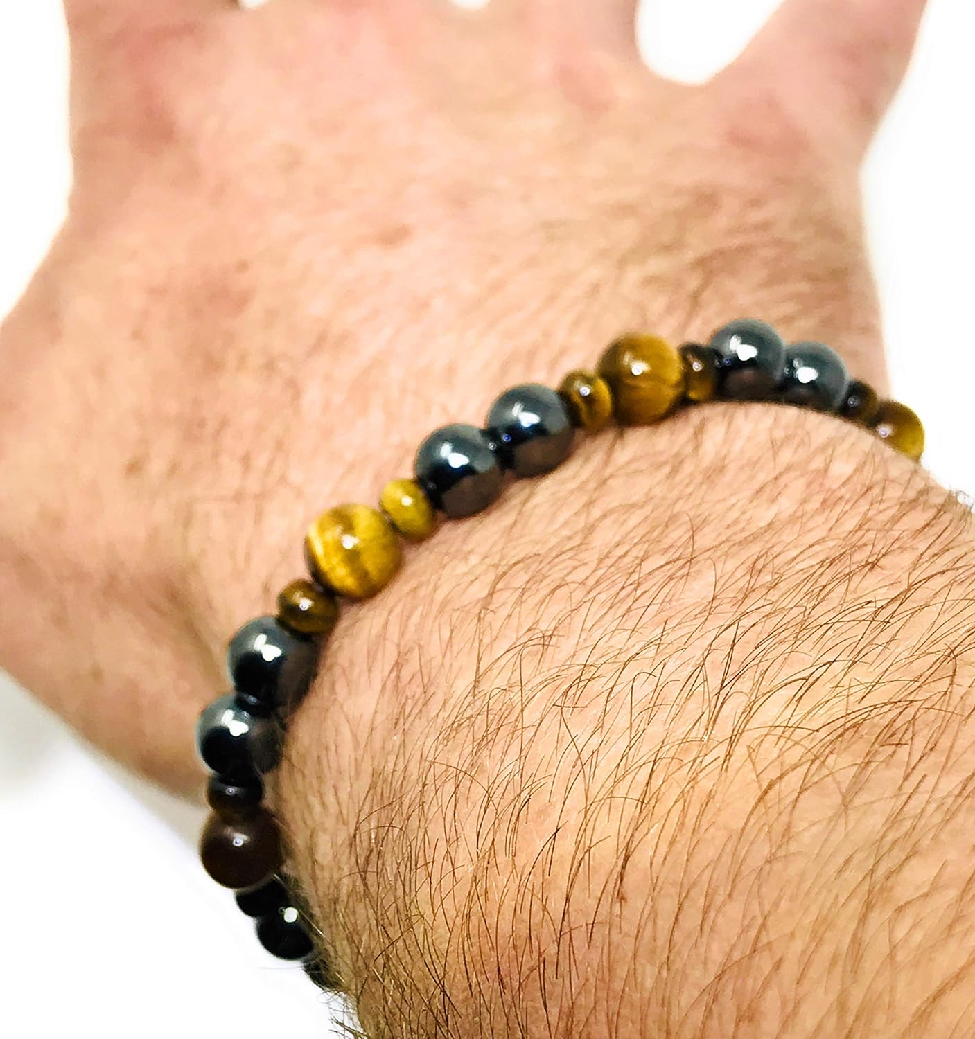 HIGHPOWER Magnetic Hematite/Tiger’s Eye Bracelet for Natural Pain Relief and Weight Loss (7.25 inch) : Health & Household