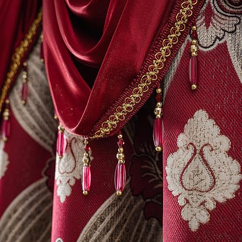 Miniatura 7 de Petrichor Elegant Cortinas con hilos dorados y plateados, cenefa adjunta con tratamiento de ventana de lujo, respaldo transparente y 2 alzapaños