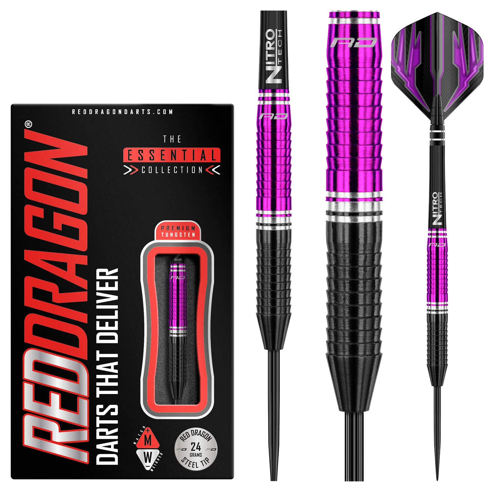 RED DRAGON Razor Edge ZX Series 22g, 24g or 26g Tungsten Darts Set with Flights and Stems