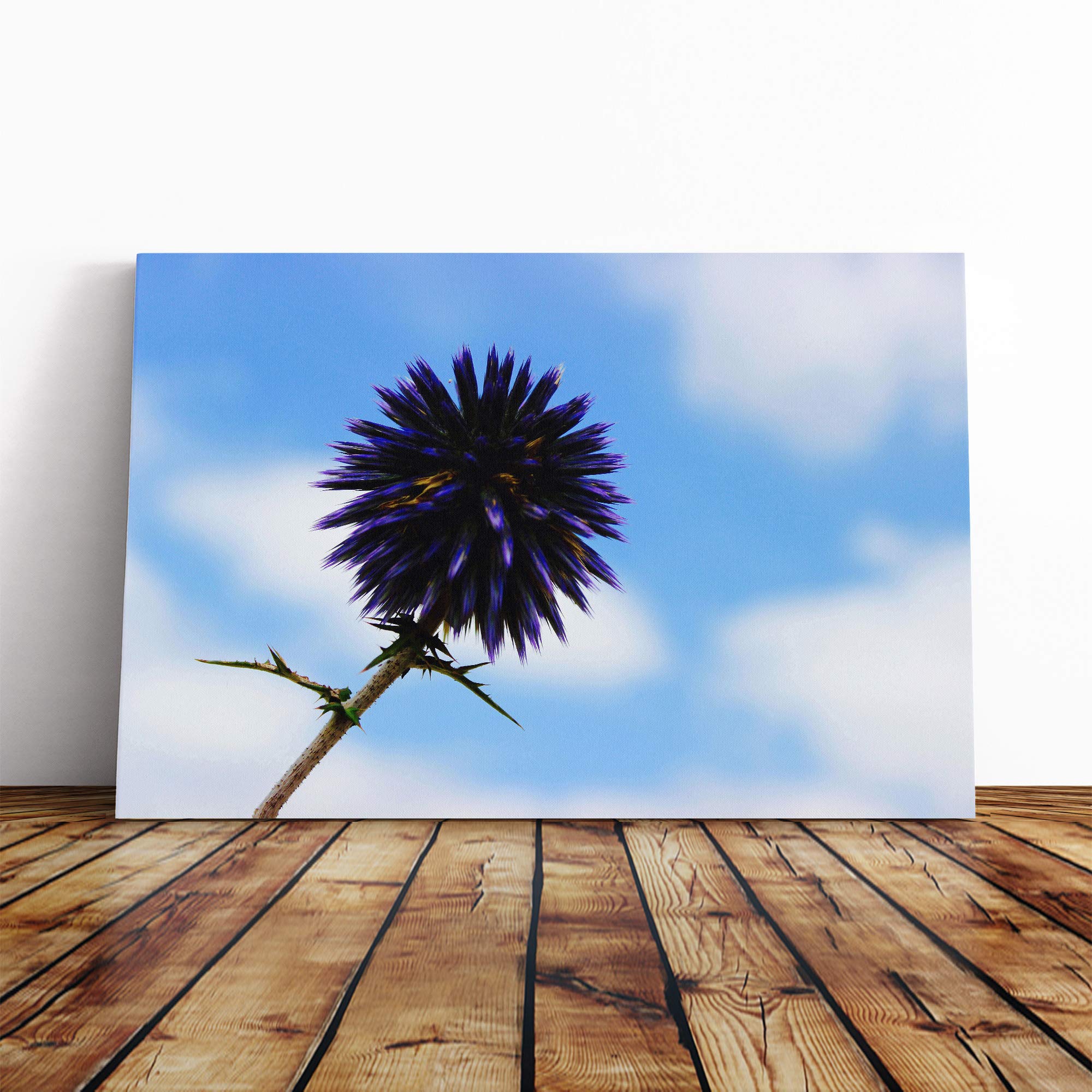 Purple Thistle Flower Canvas Print | Gallery Wrapped 30mm Frame Wall Art | 30x20 inches | Ready to Hang | Modern Floral Picture | Living Room Bedroom Lounge Office