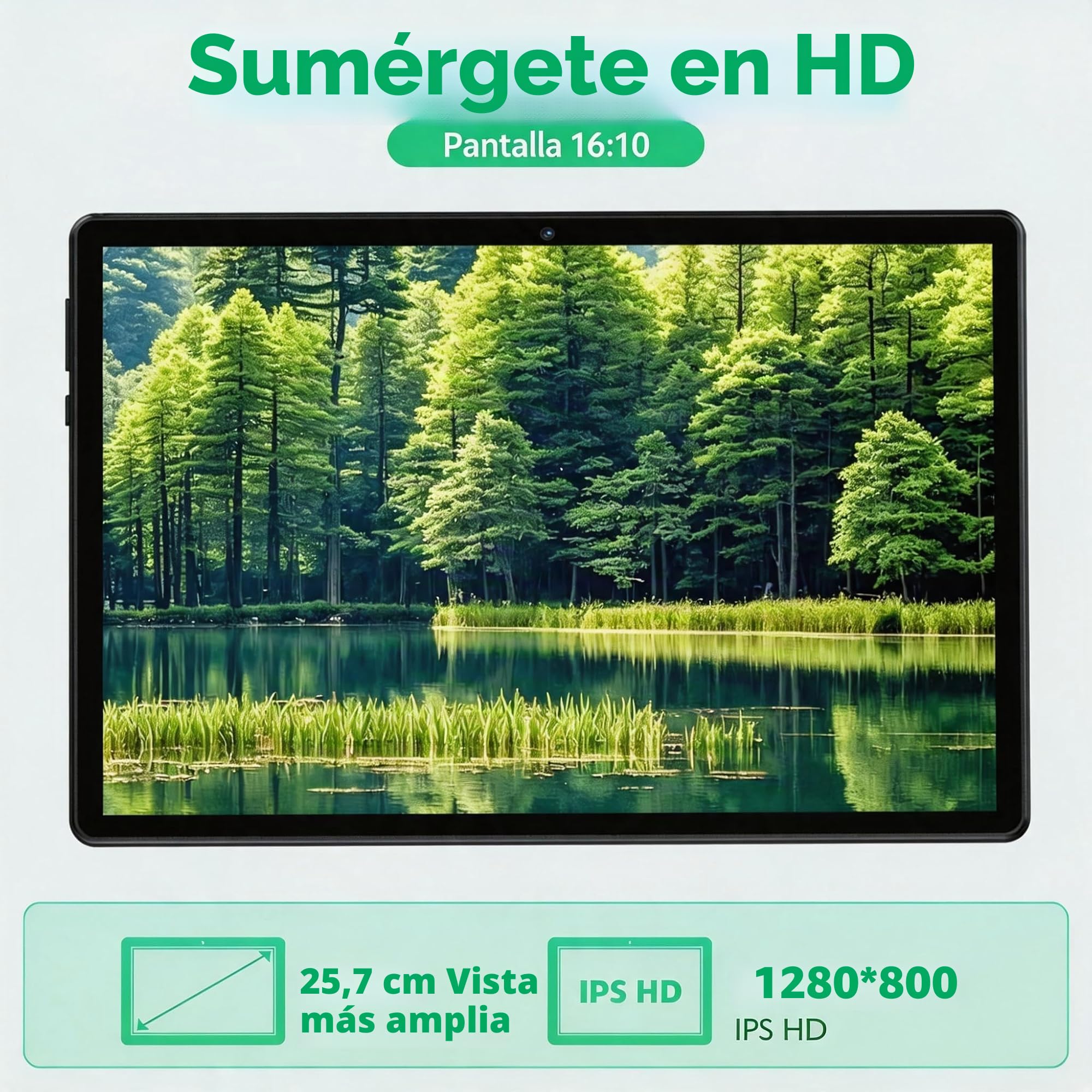 Tableta Android 15 10 Pulgadas 18GB RAM 128GB Almacenamiento IPS 1280x800 Octa-Core 6000mAh