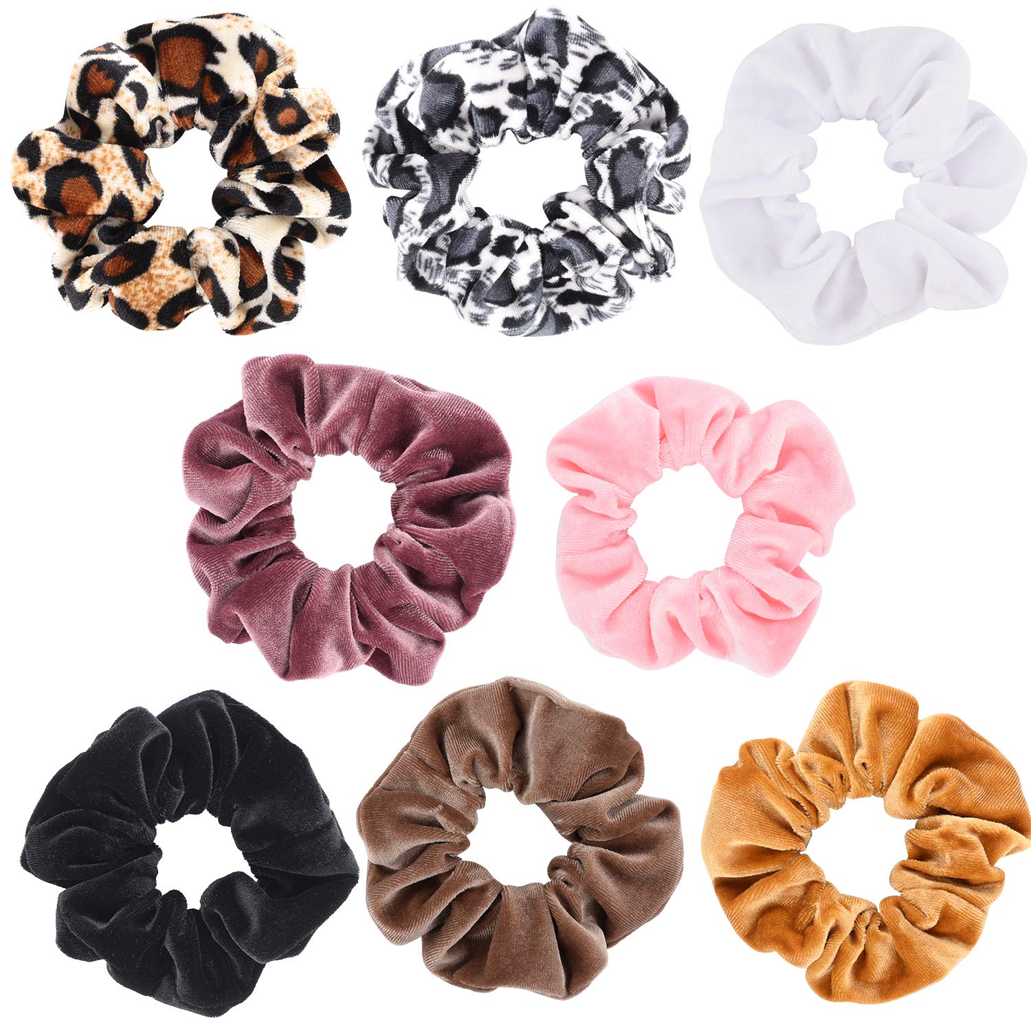 Scrunchie Holder Stands with 8 Pack Large Size Scrunchies - Acrylic Hair Ties Organizer for Teenage Girls and VSCO Girls Gift Stuff