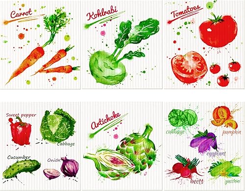 Patelai 6 paños de cocina suecos, paños para verduras, paños de limpieza de esponja reutilizables, paño absorbente, toalla de mano de secado rápido, disponible en Yaxa Venezuela