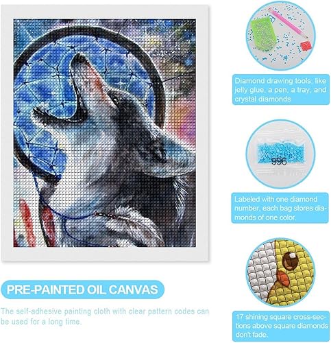 Miniatura 3 de Native American Wolf Diamond Art Painting Kits Full Square Drill DIY Picture Art Crafts for Home Wall Decor
