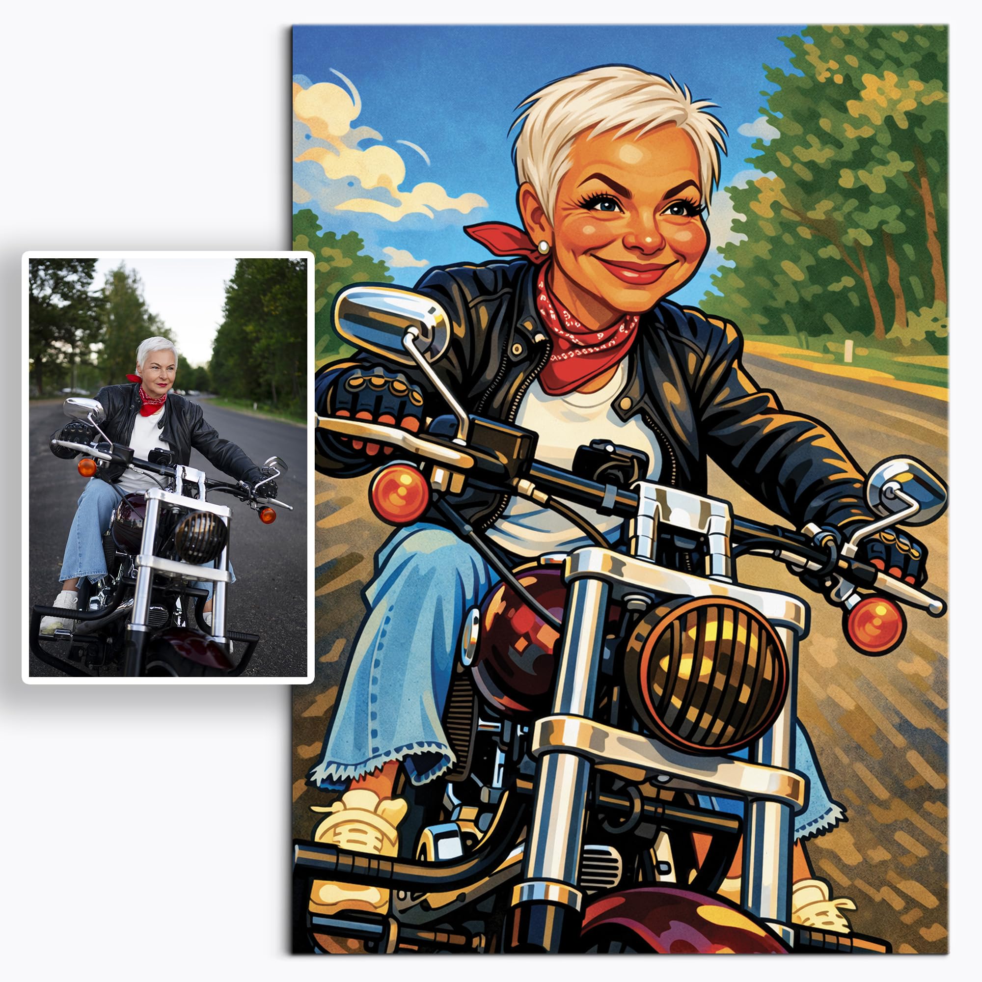 Caricature drôle personnalisée à partir de photo Portrait caricature humoristique en couleur style caricature de rue Paris Poster Toile Plexiglas Tableau – Cadeau original anniversaire Noël mariage - 3