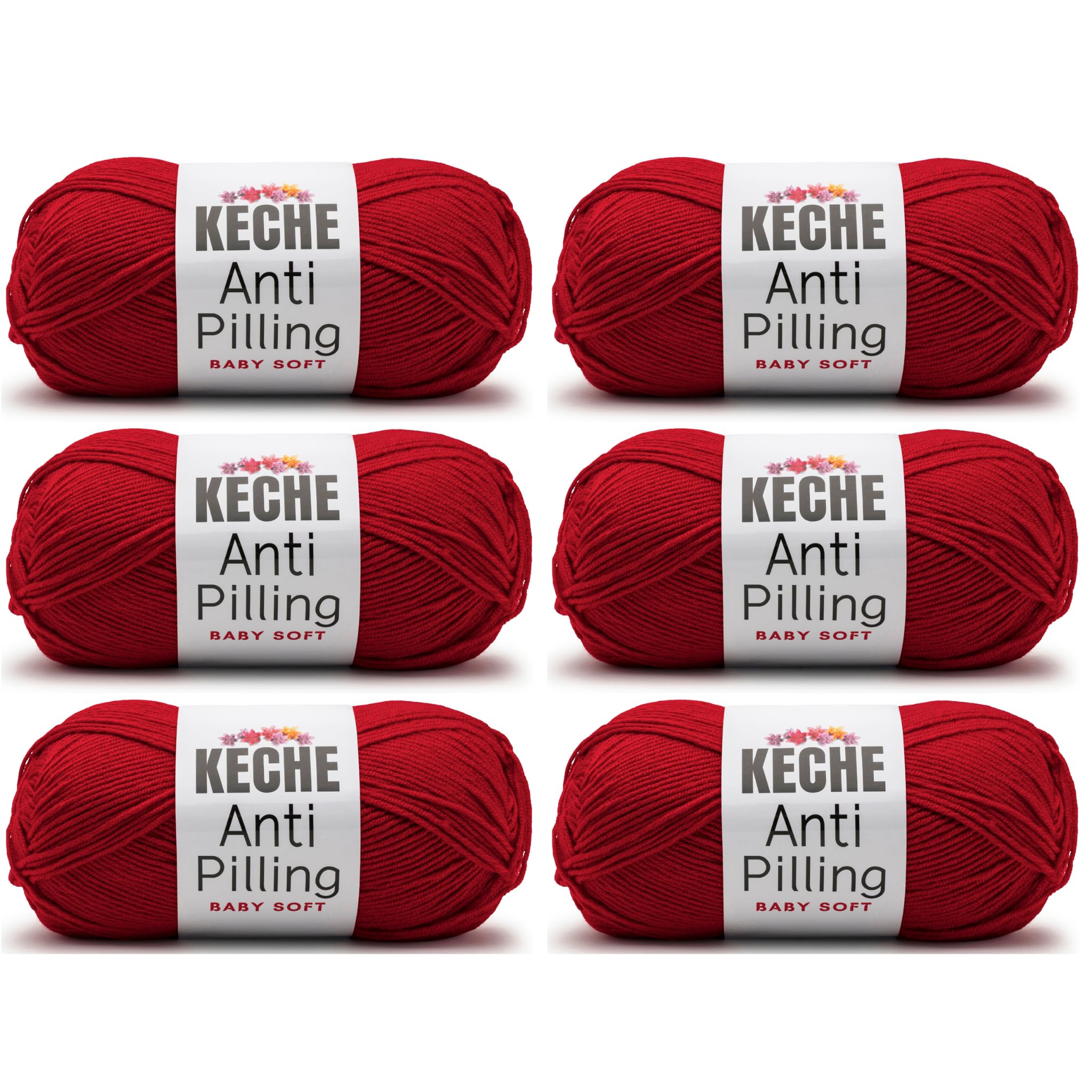 Soft DailyKnit DK Yarn, 100% Anti-Pilling Acrylic for Knitting Crocheting, Light Weight #3 (3.52 oz / 274 Yds) 1 Skein - Red — view 40
