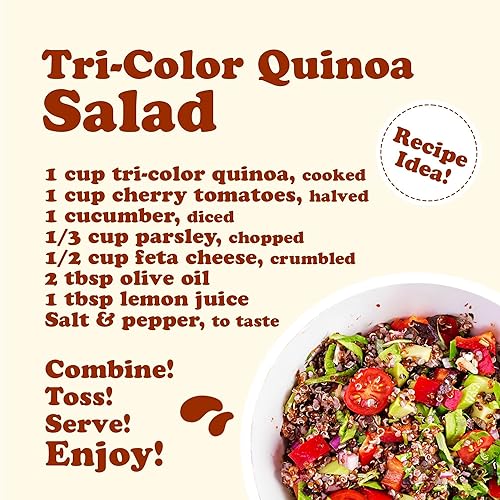 Miniatura 7 de Food to Live Grano de quinua tricolor, 6 libras, mezcla de semillas enteras blancas, negras y rojas. Prelavado y listo para cocinar. Un