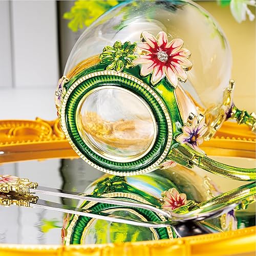 Vista 66 de Taza de té de flores, taza de café de cristal transparente con cuchara, caja de regalo para su madre, esposa, abuela, niñas, amigos, San Valentín