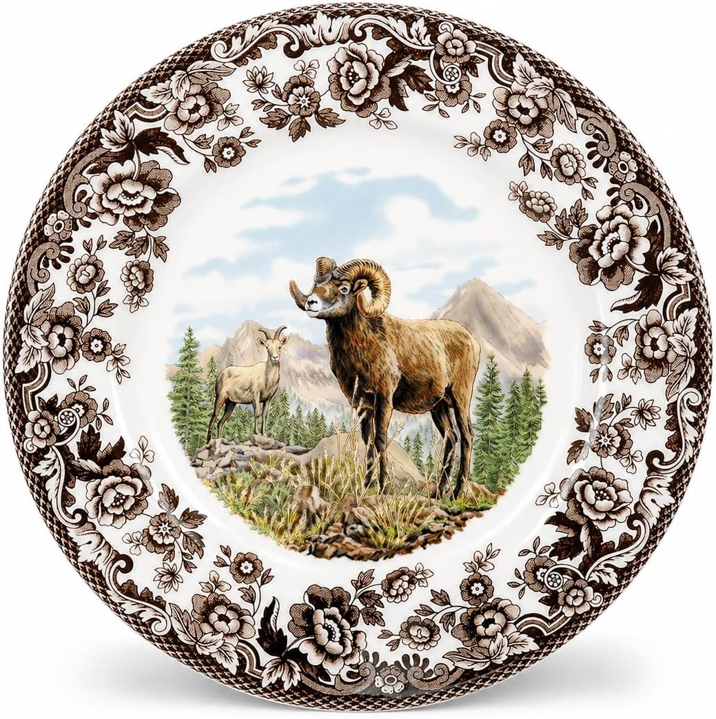 Spode Woodland Hunting Dogs English Springer Spaniel Salad Plate - 8 Inch Fine Earthenware, Dishwasher, Microwave & Warm Oven Safe to 225°F - Made in England Rustic Wildlife Tableware