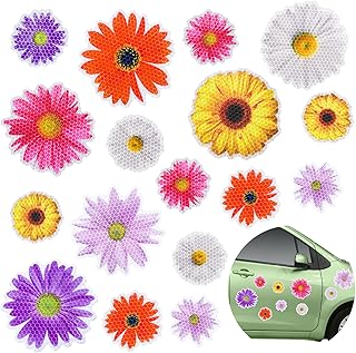 Whaline 18Pcs Sunflower Daisy Magnets Colorful Flower Car Refrigerator Magnets Waterproof Removable Reflective Garage Magnet Decal for Spring Summer Mailbox Metal Door (Not for Aluminum Alloy Vehicle)
