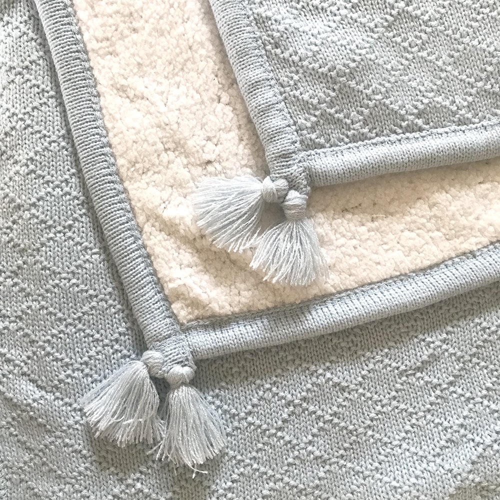 Coperta per Bebè in Sherpa a trecce Knoten 30 "x40 (Blu Francese)