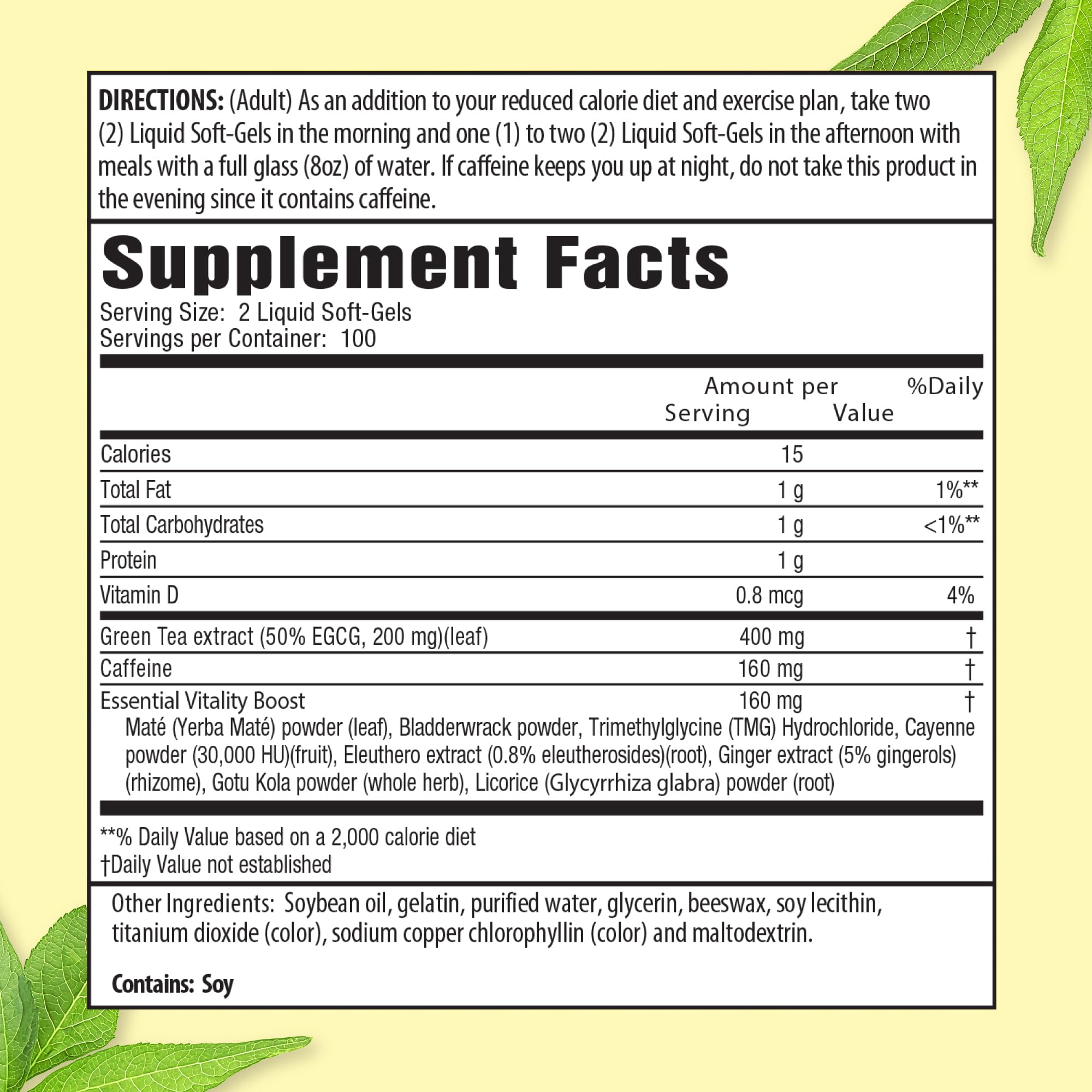 Applied Nutrition Green Tea Fat Burner Metabolism Support 200 Softgels — Amazon image 4