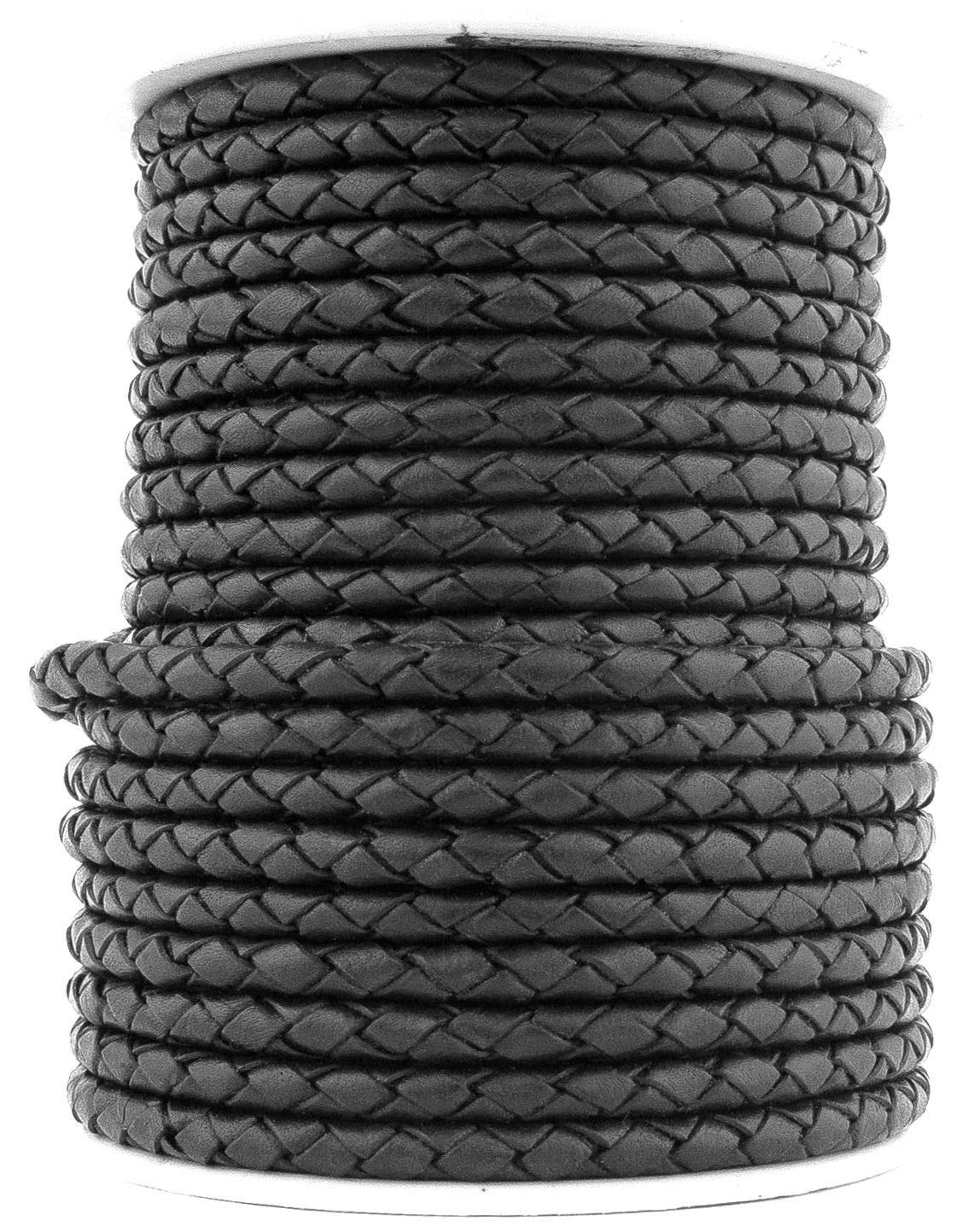 Black Natural Dye Round Bolo Braided Leather Cord 3mm 1Meter(3.28 Feet)