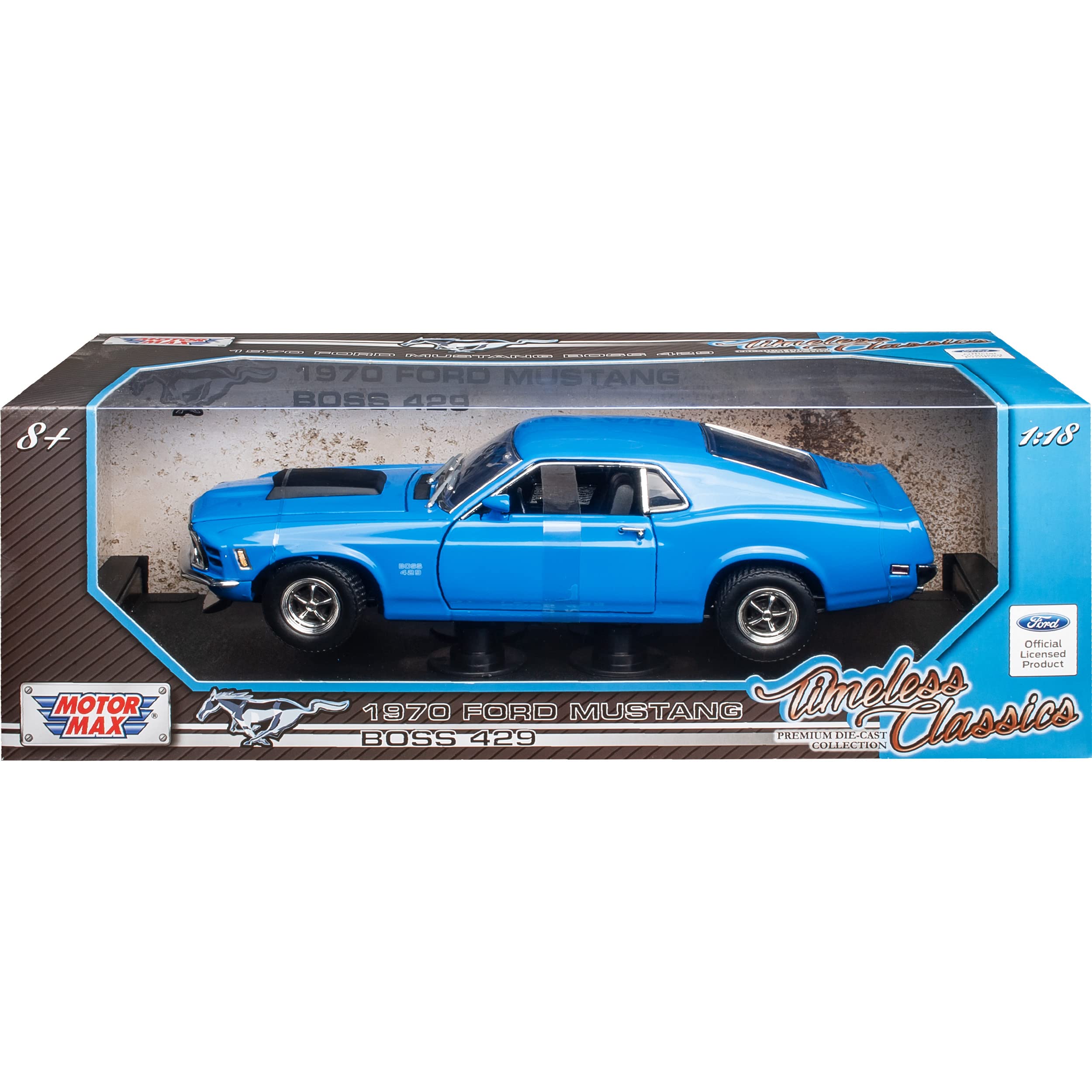Motormax Ford Mustang Boss 429 Coupe Blau Typ I 3. Generation 1969-1970 1/18 Modell Auto