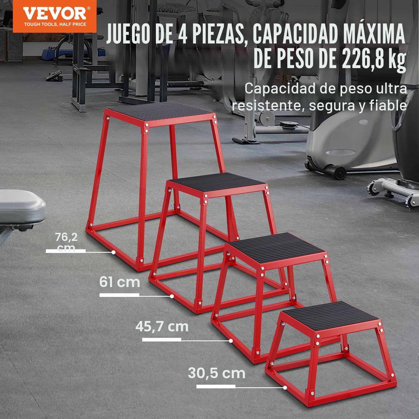 VEVOR Caja de salto pliométrica, caja pliométrica de 12 pulgadas, plataforma pliométrica de acero y caja de agilidad de salto, caja antideslizante para ejercicio de fitness para entrenamiento de