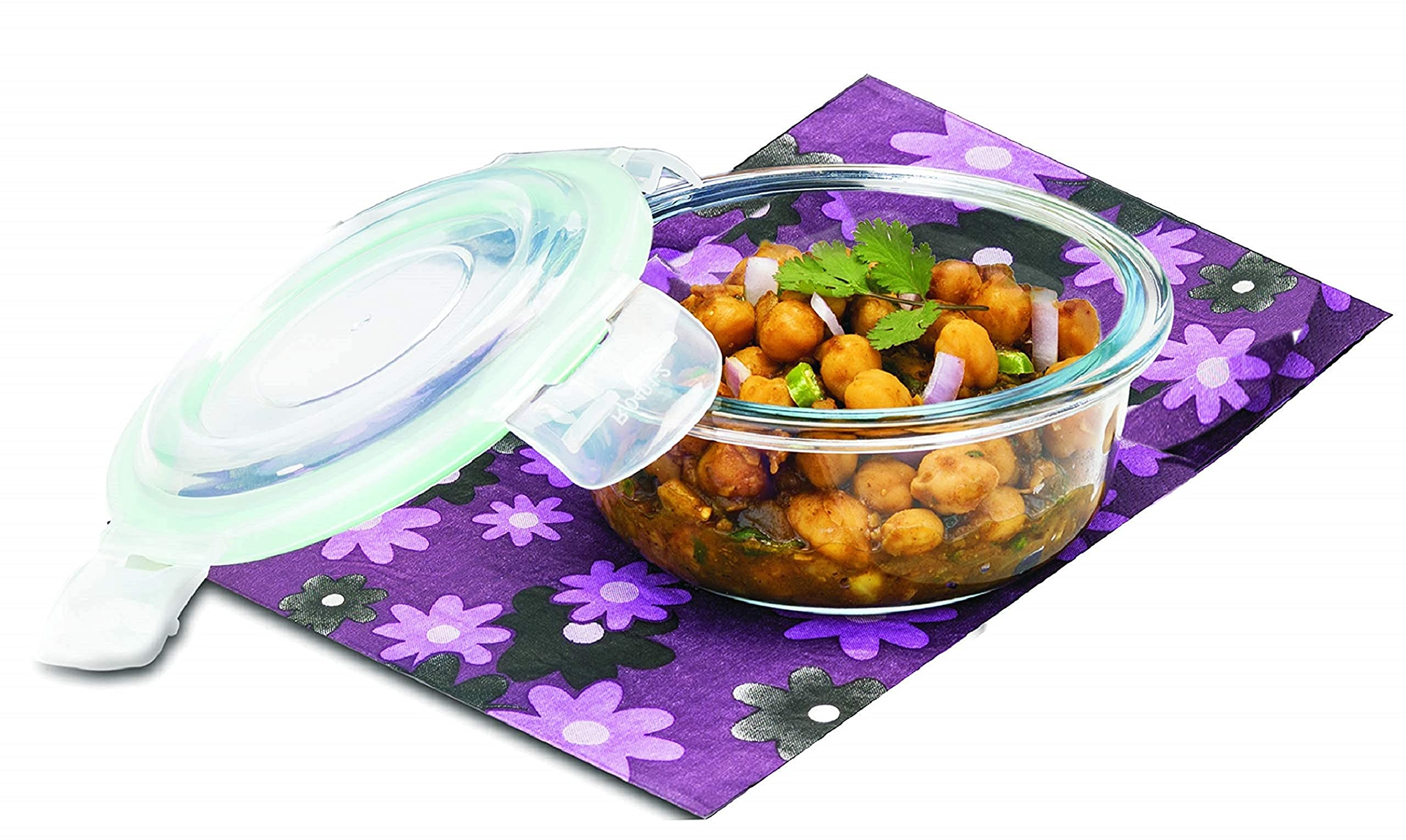 Signoraware Lock N Store Borosilicate Glass Round Container with Lid | Microwave & freezer safe | Airtight & Leakproof | Ideal for Kitchen Use & Reheating Leftovers | Multipurpose (Clear| 1.75 ltr)