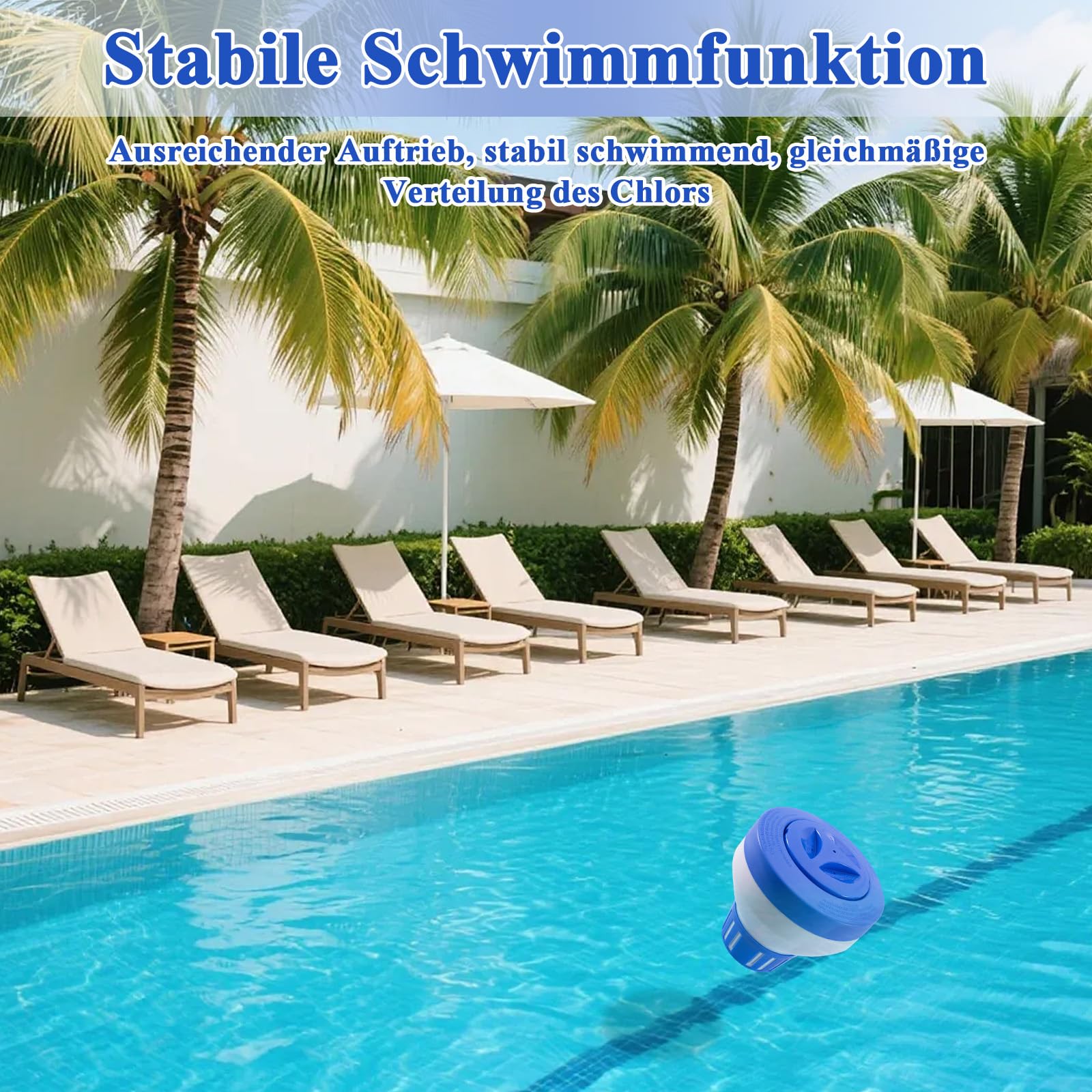 ONPERPOE Dosierschwimmer Dozownik Chloru ABS z Regulacją Dozowania, Pływak z Tabletkami Chloru, Akcesoria Basenowe do Parku Wodnego, Spa, 18 x 17 x 9 cm, Niebieski