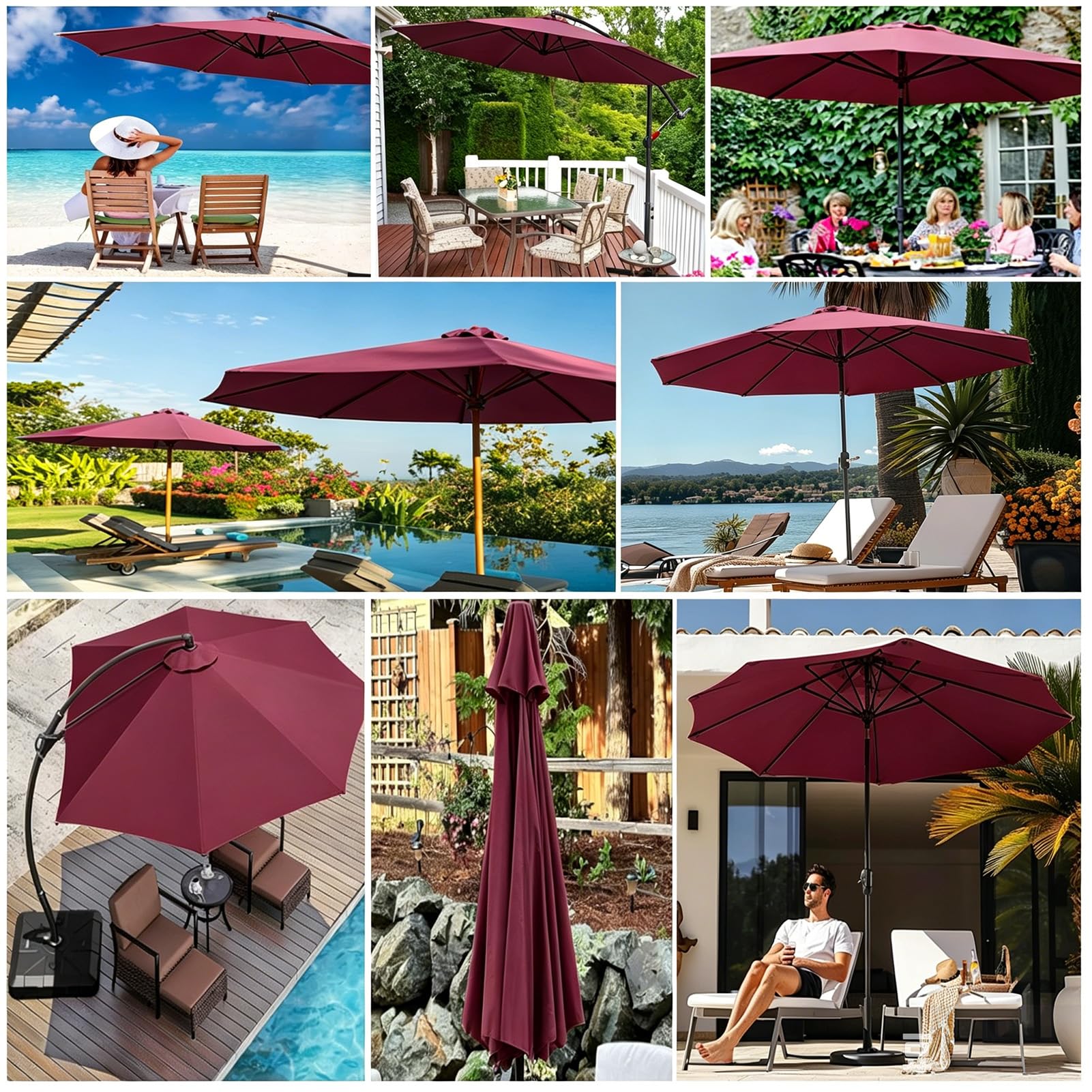 Zapasowy pokrowiec na parasol przeciwsłoneczny, 2-4 m, 6/8 wsporników, pokrowiec na parasol rynkowy i parasol przeciwsłoneczny do ogrodu, na basen, plażę, taras i balkon, 270 cm, 8 żeber