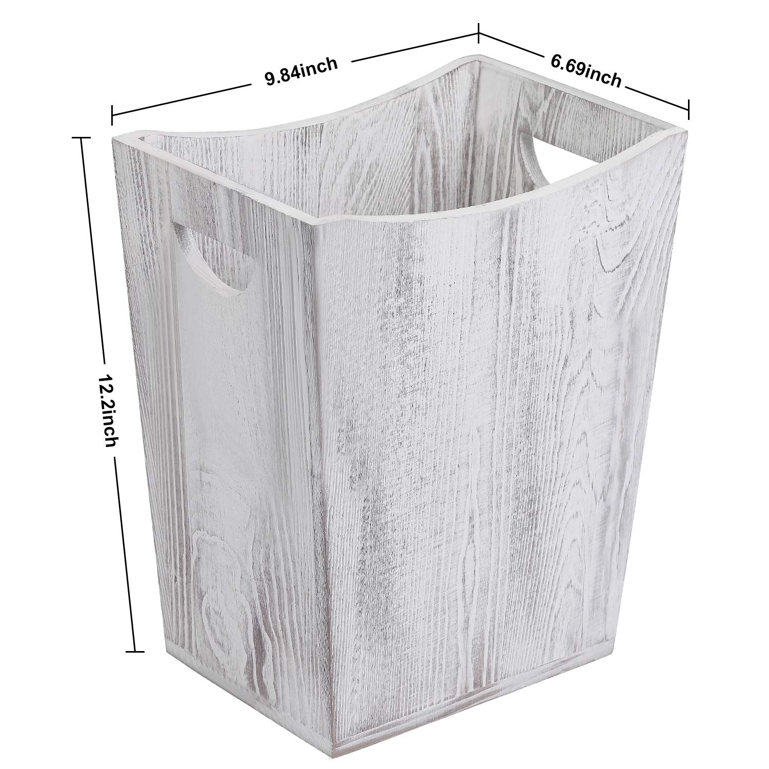 LIANTRAL Wood Trash Can, Bathroom Trash Can Rustic Farmhouse Style Wastebasket Bin for Bedroom, Office, Living Room, Bathroom Garbage Can, Rustic Gray